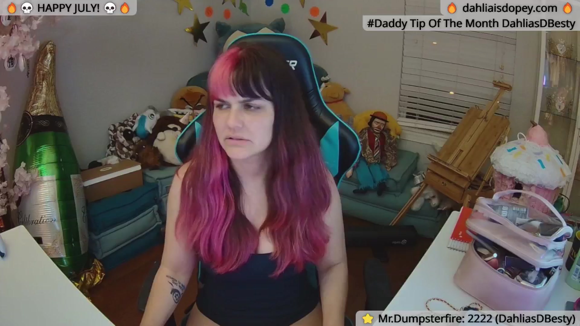 Gallery image thumbnail from DahliaIsDopey's myfreecams stream on, 08/01/2024, 06:56 image 1 of 20