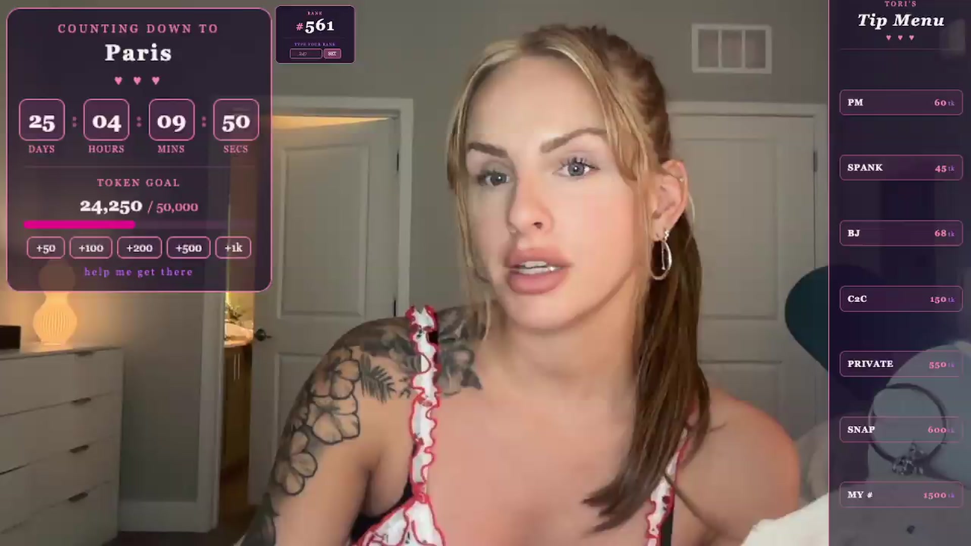 Gallery image thumbnail from GodessTatiRae's myfreecams stream on, 04/30/2026, 24:03 image 2 of 20