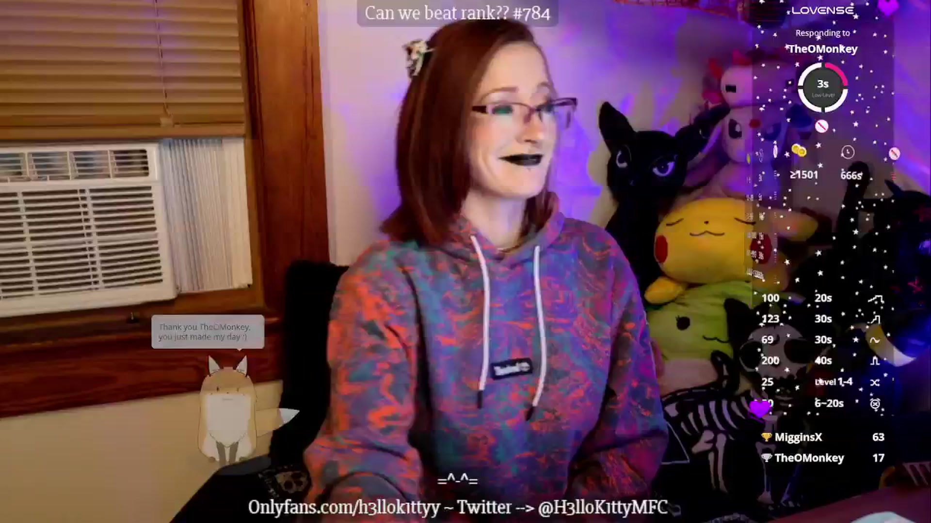Gallery image thumbnail from H3llok1tty's myfreecams stream on, 10/25/2024, 07:14 image 17 of 20