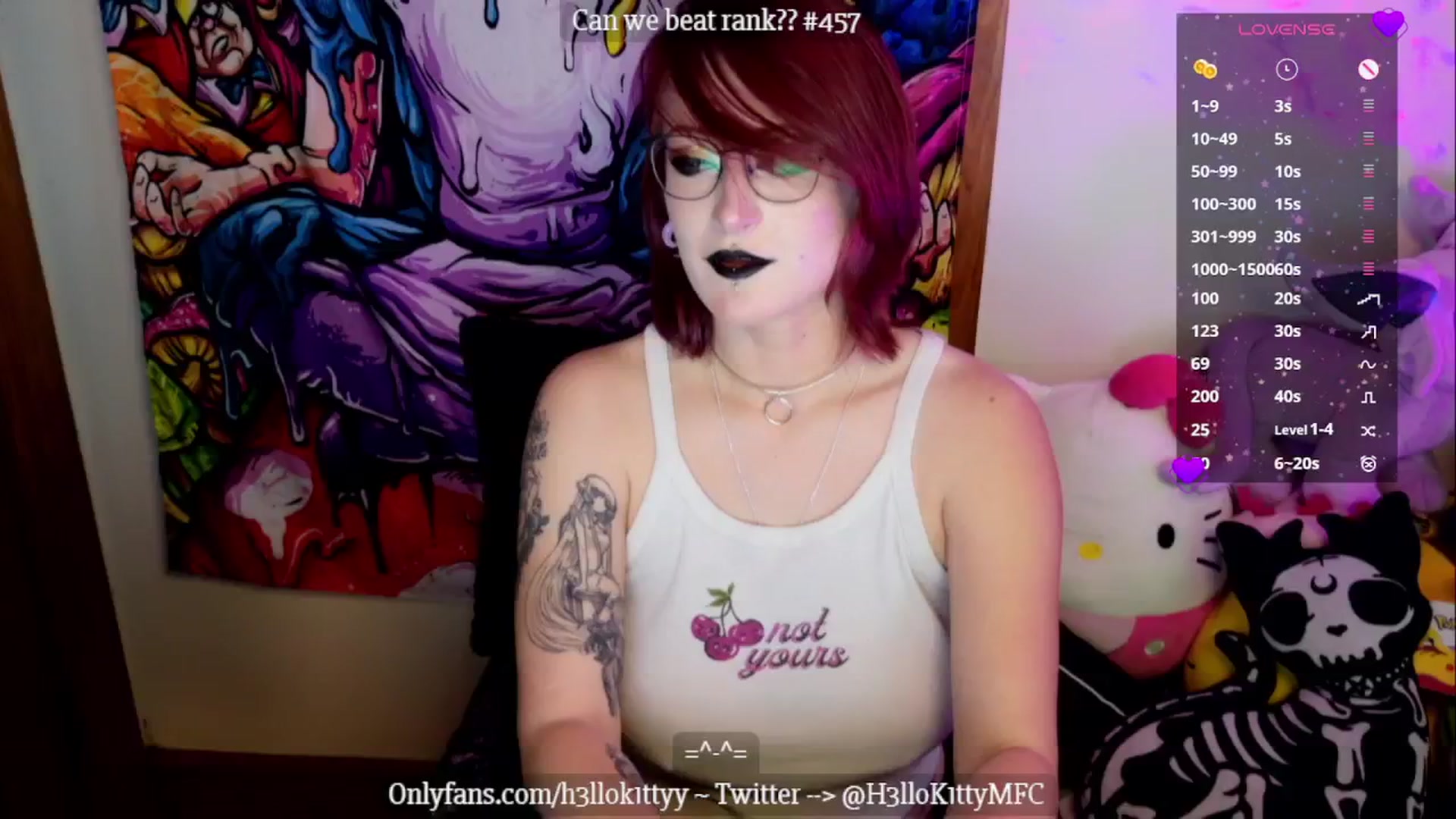 Gallery image thumbnail from H3llok1tty's myfreecams stream on, 11/25/2024, 10:59 image 13 of 20