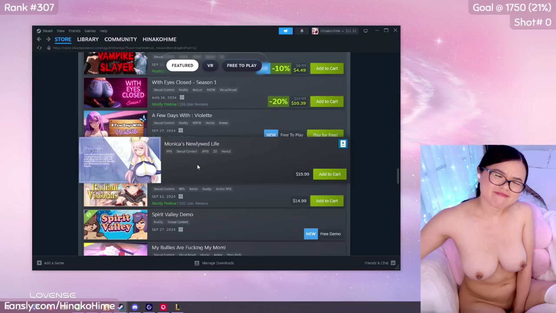 Gallery image thumbnail from HinakoHime's myfreecams stream on, 10/01/2024, 07:08 image 18 of 20