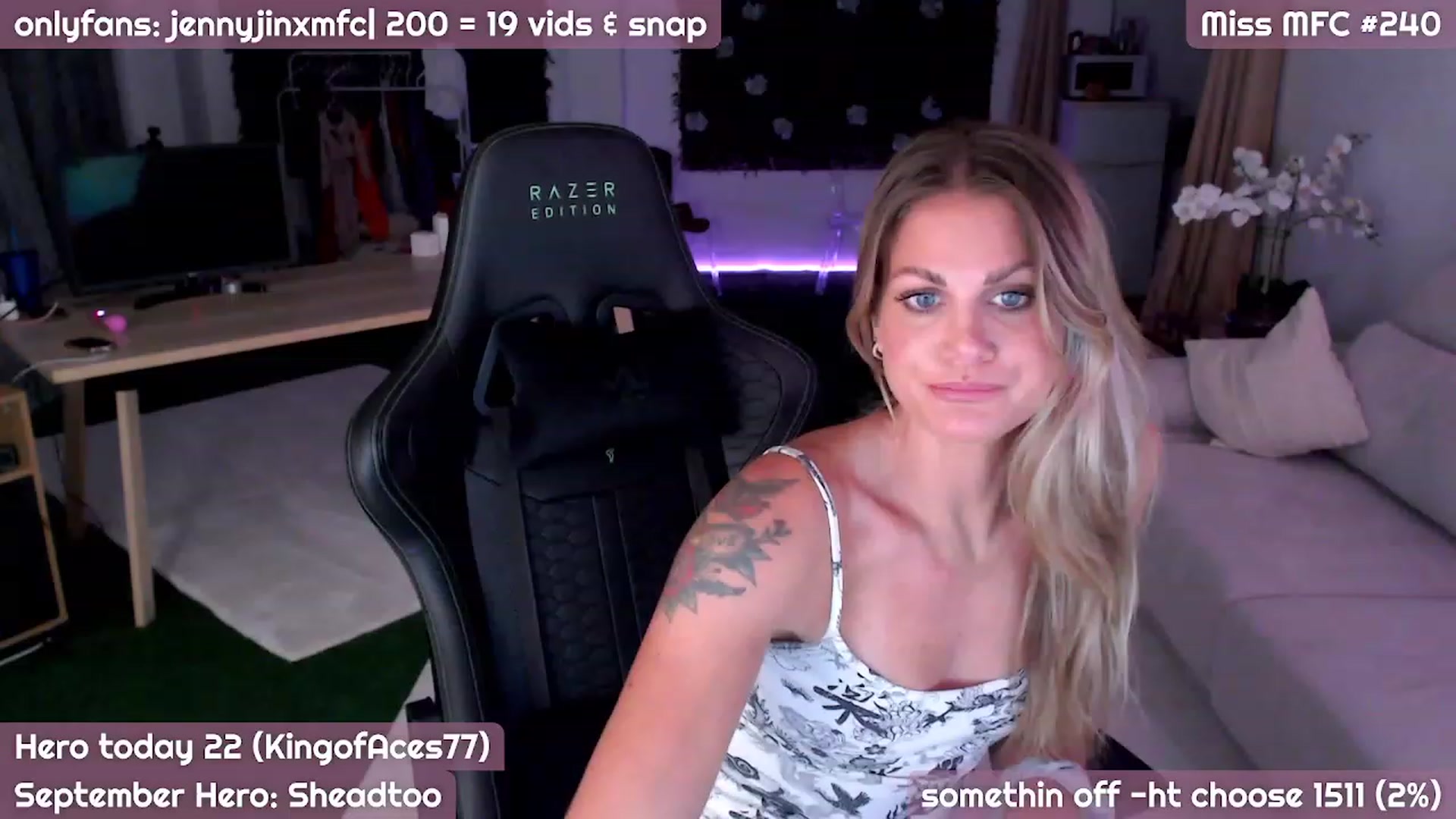 Gallery image thumbnail from JennyJinx's myfreecams stream on, 09/02/2023, 22:02 image 3 of 20