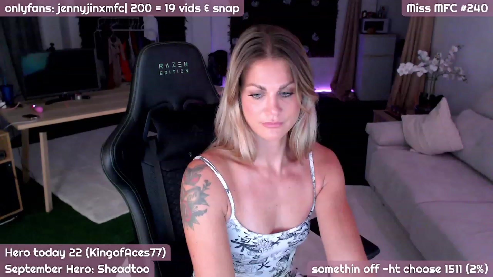 Gallery image thumbnail from JennyJinx's myfreecams stream on, 09/02/2023, 22:02 image 1 of 20