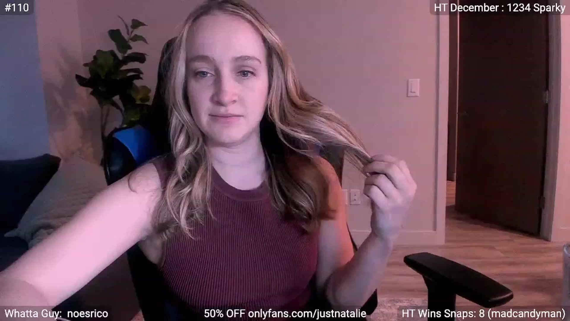 Gallery image thumbnail from JustNatalie's myfreecams stream on, 01/05/2023, 01:37 image 1 of 20