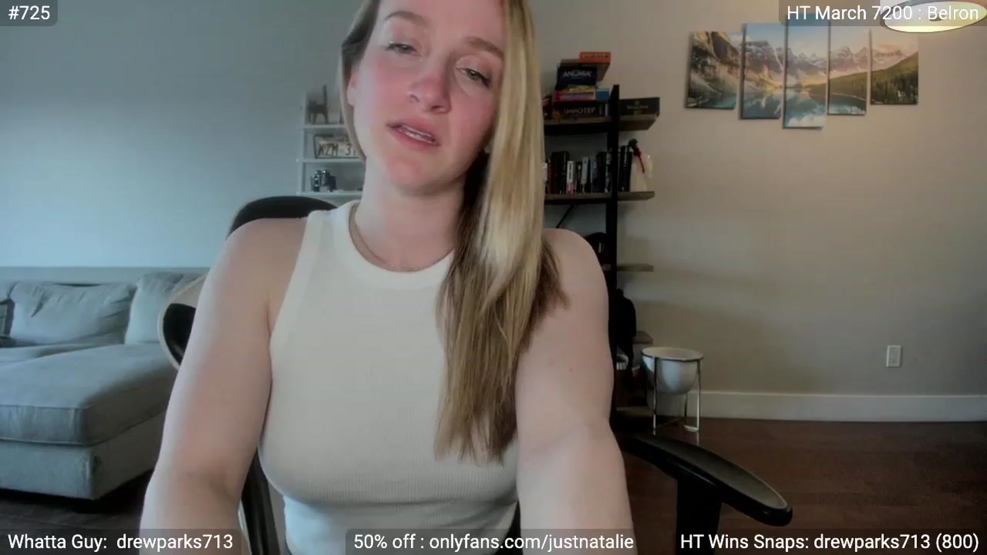 Gallery image thumbnail from JustNatalie's myfreecams stream on, 05/26/2023, 24:30 image 16 of 20