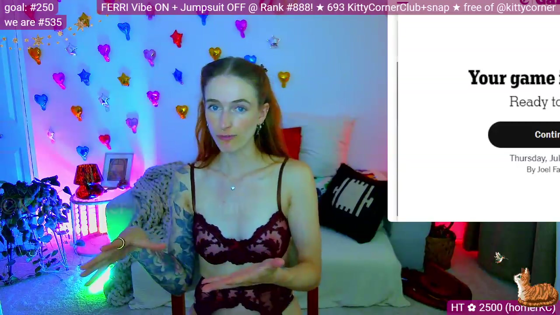 Gallery image thumbnail from KittyCorner's myfreecams stream on, 07/11/2026, 03:50 image 6 of 20