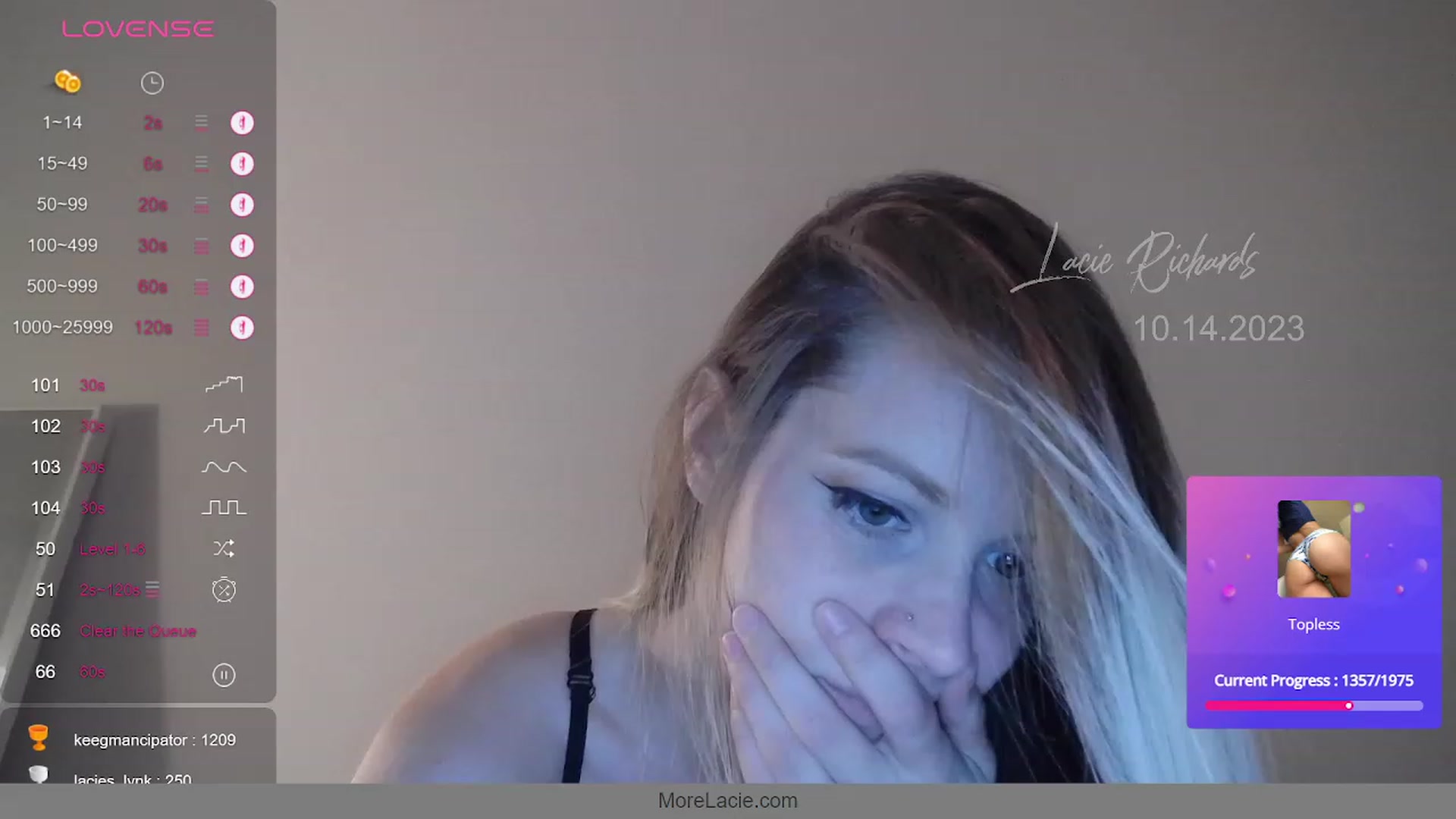 Gallery image thumbnail from LacieRichards's myfreecams stream on, 10/15/2023, 03:39 image 14 of 20