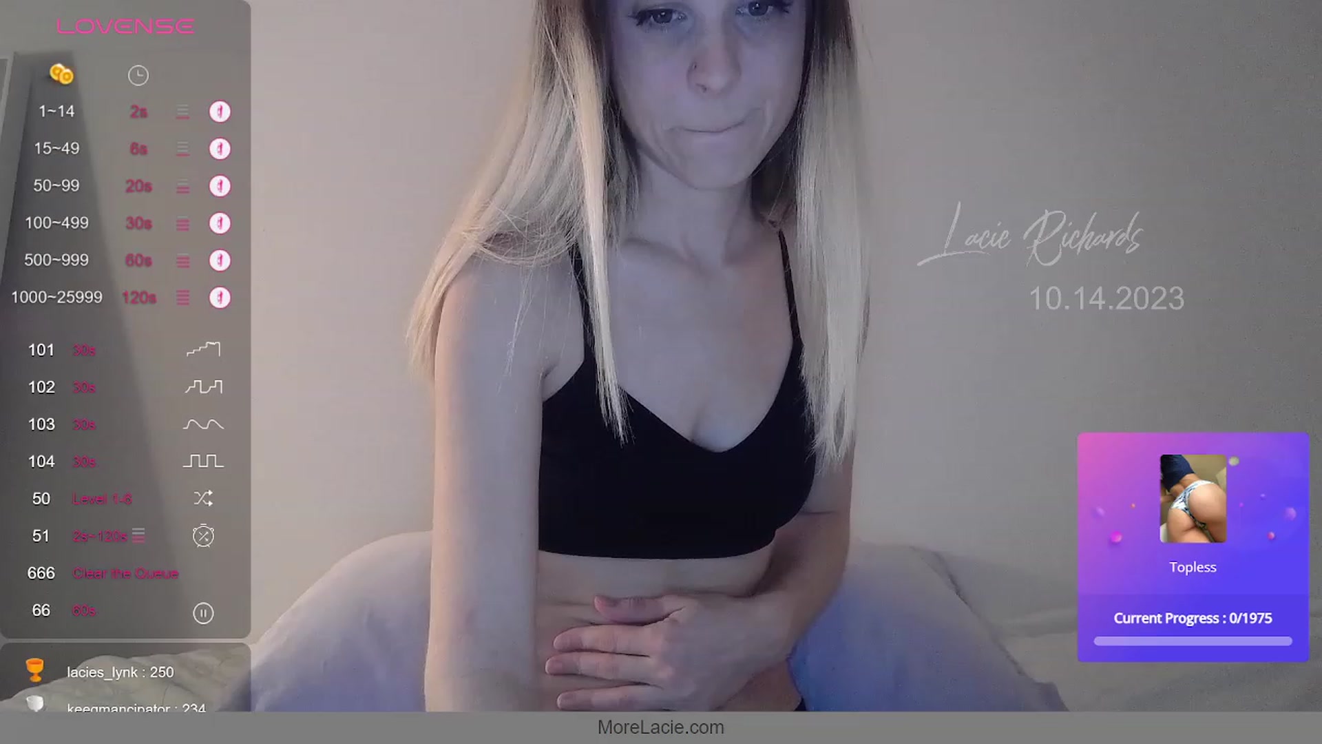 Gallery image thumbnail from LacieRichards's myfreecams stream on, 10/15/2023, 03:39 image 2 of 20