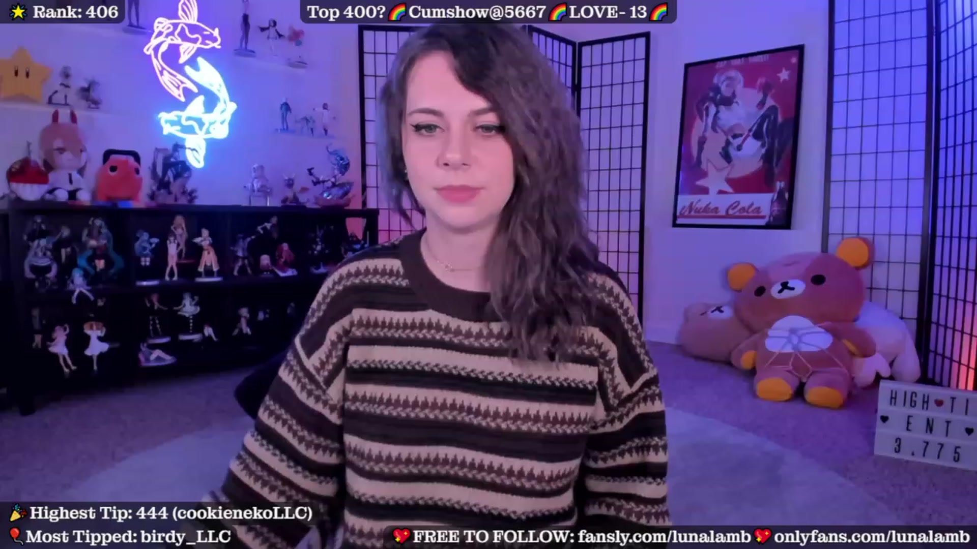 Gallery image thumbnail from LunaLamb's myfreecams stream on, 10/04/2023, 05:19 image 16 of 20