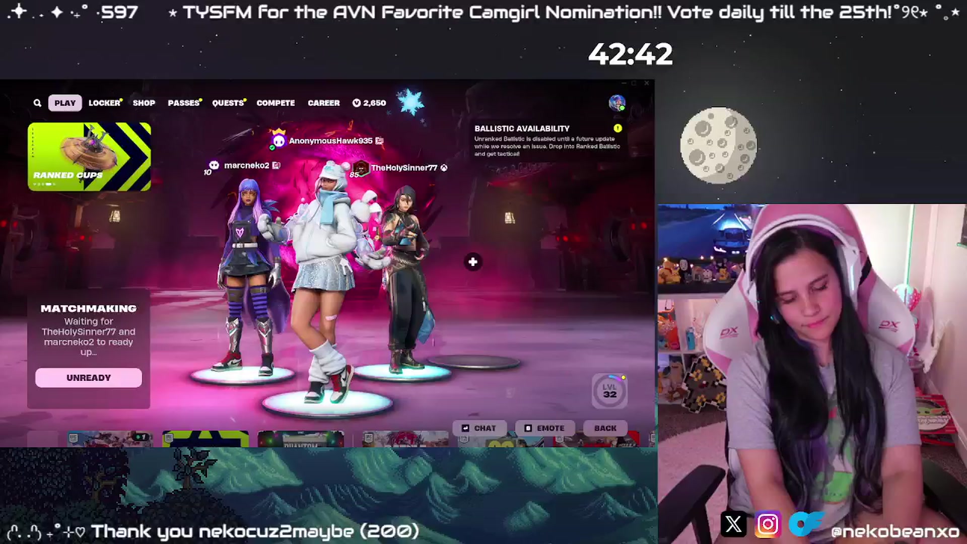 Gallery image thumbnail from Nekobeanxo's myfreecams stream on, 12/28/2024, 07:20 image 9 of 20