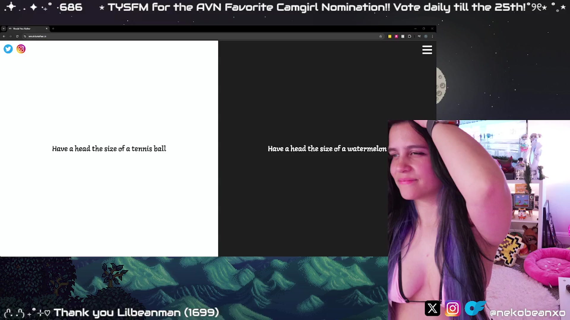 Gallery image thumbnail from Nekobeanxo's myfreecams stream on, 01/07/2025, 07:30 image 17 of 20