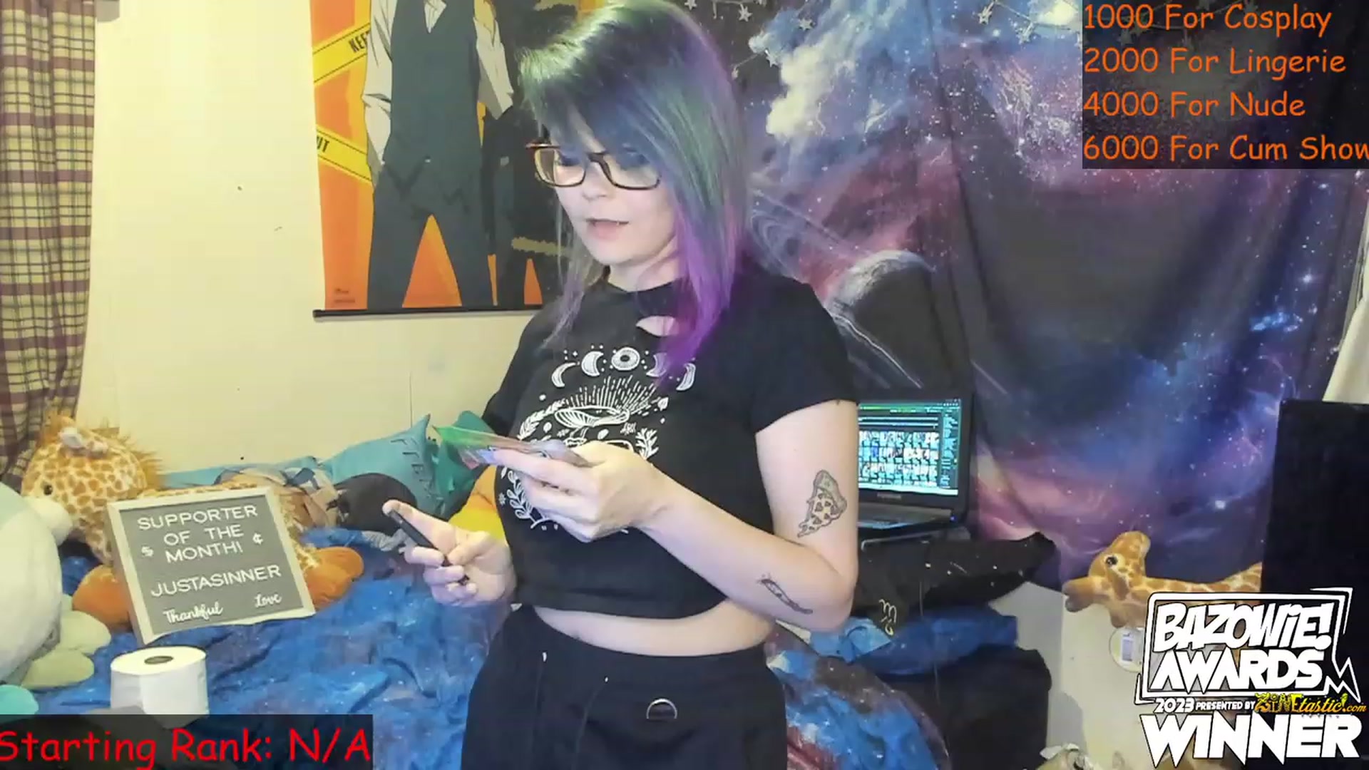 Gallery image thumbnail from NovaSquid's myfreecams stream on, 04/02/2023, 04:31 image 1 of 20