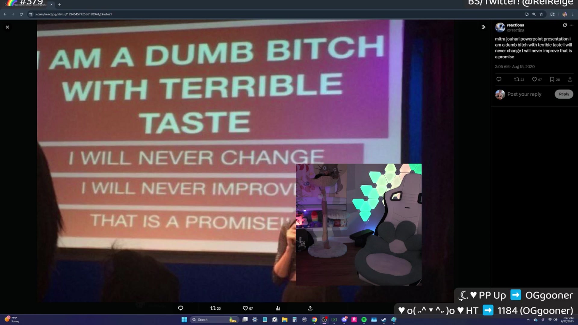 Gallery image thumbnail from Reige's myfreecams stream on, 06/27/2025, 12:45 image 4 of 20