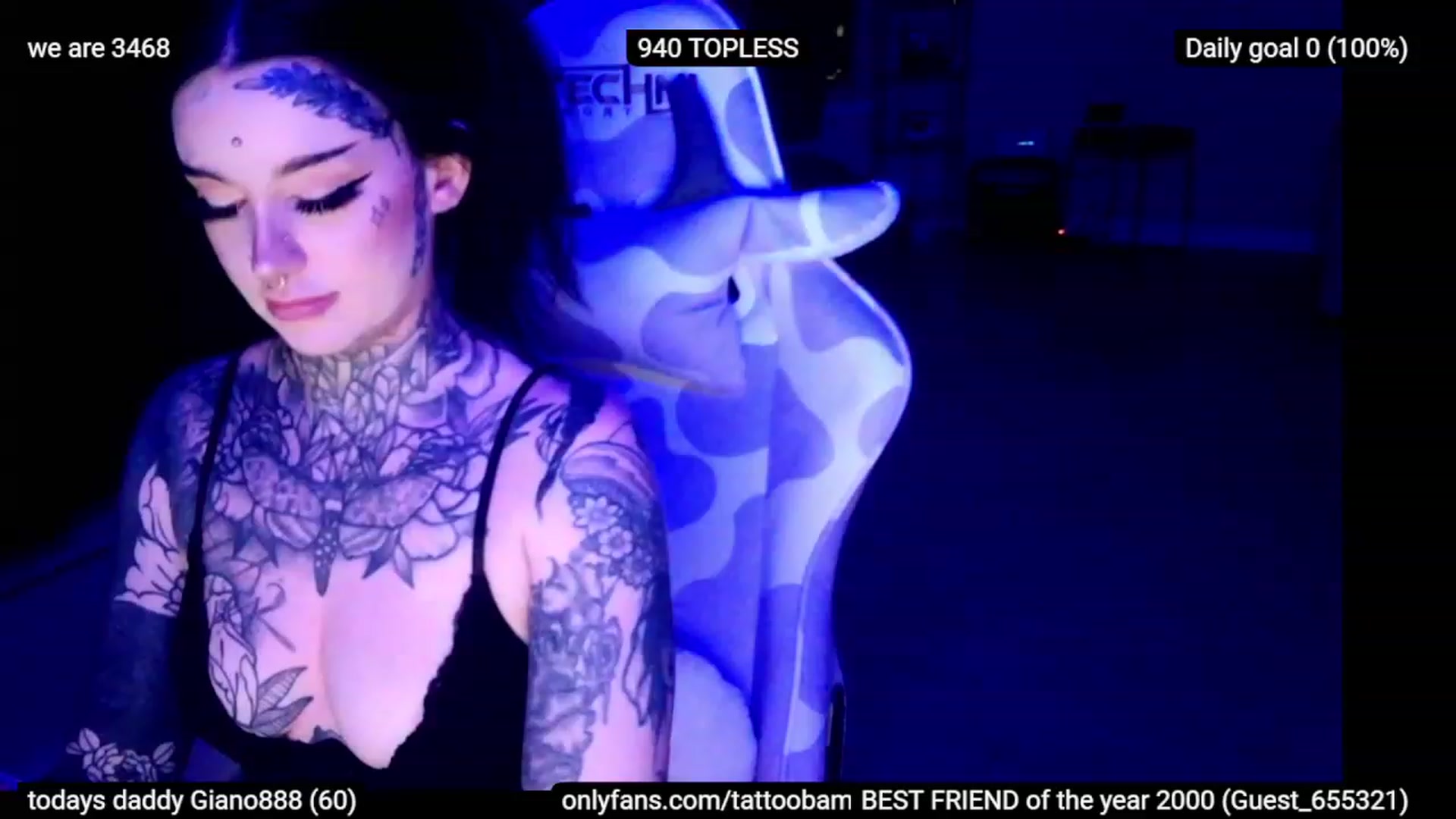 Gallery image thumbnail from Tattoobambi's myfreecams stream on, 02/02/2023, 02:28 image 1 of 20