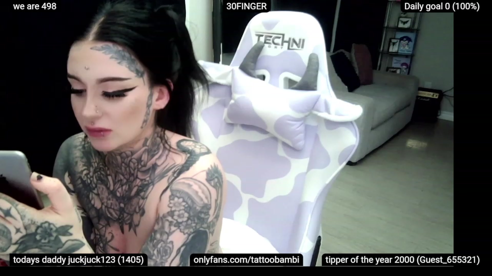 Gallery image thumbnail from Tattoobambi's myfreecams stream on, 02/05/2023, 05:14 image 1 of 20