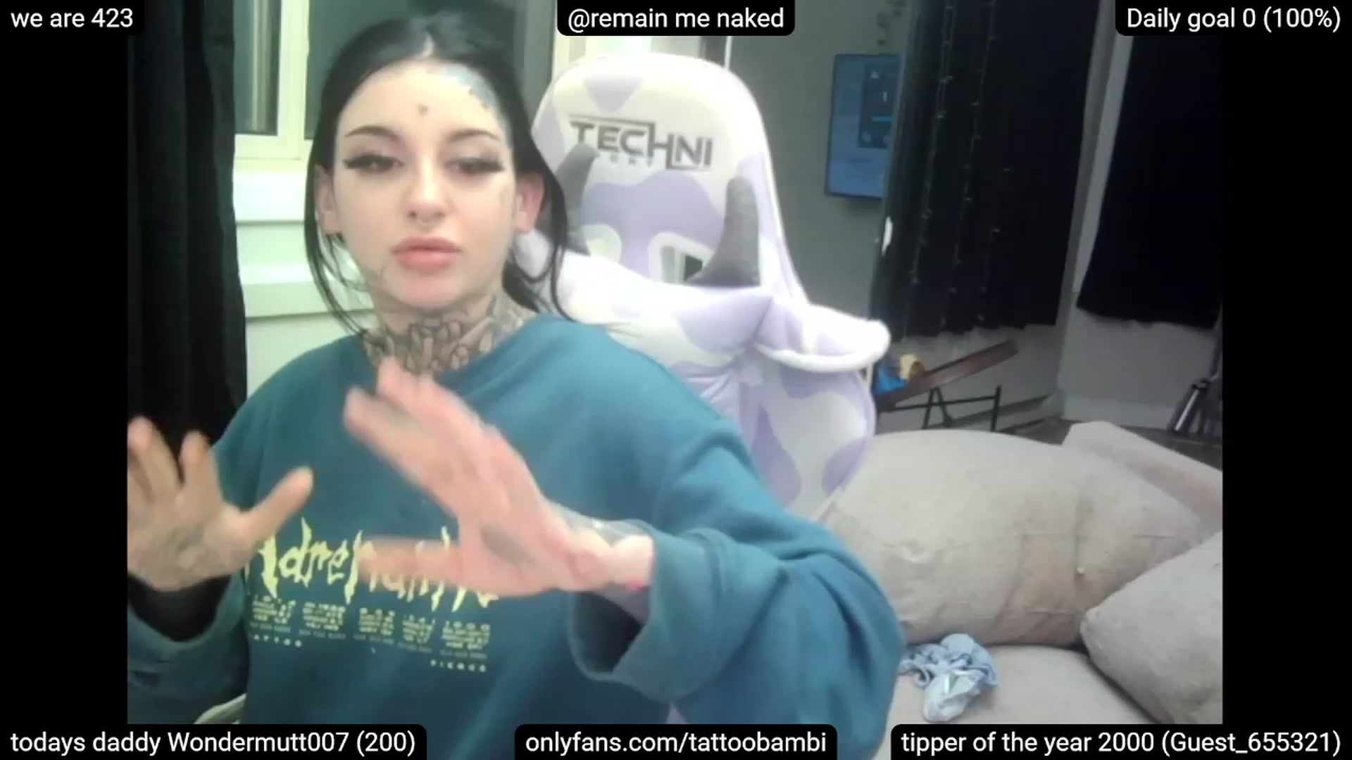Gallery image thumbnail from Tattoobambi's myfreecams stream on, 03/19/2023, 07:29 image 15 of 20