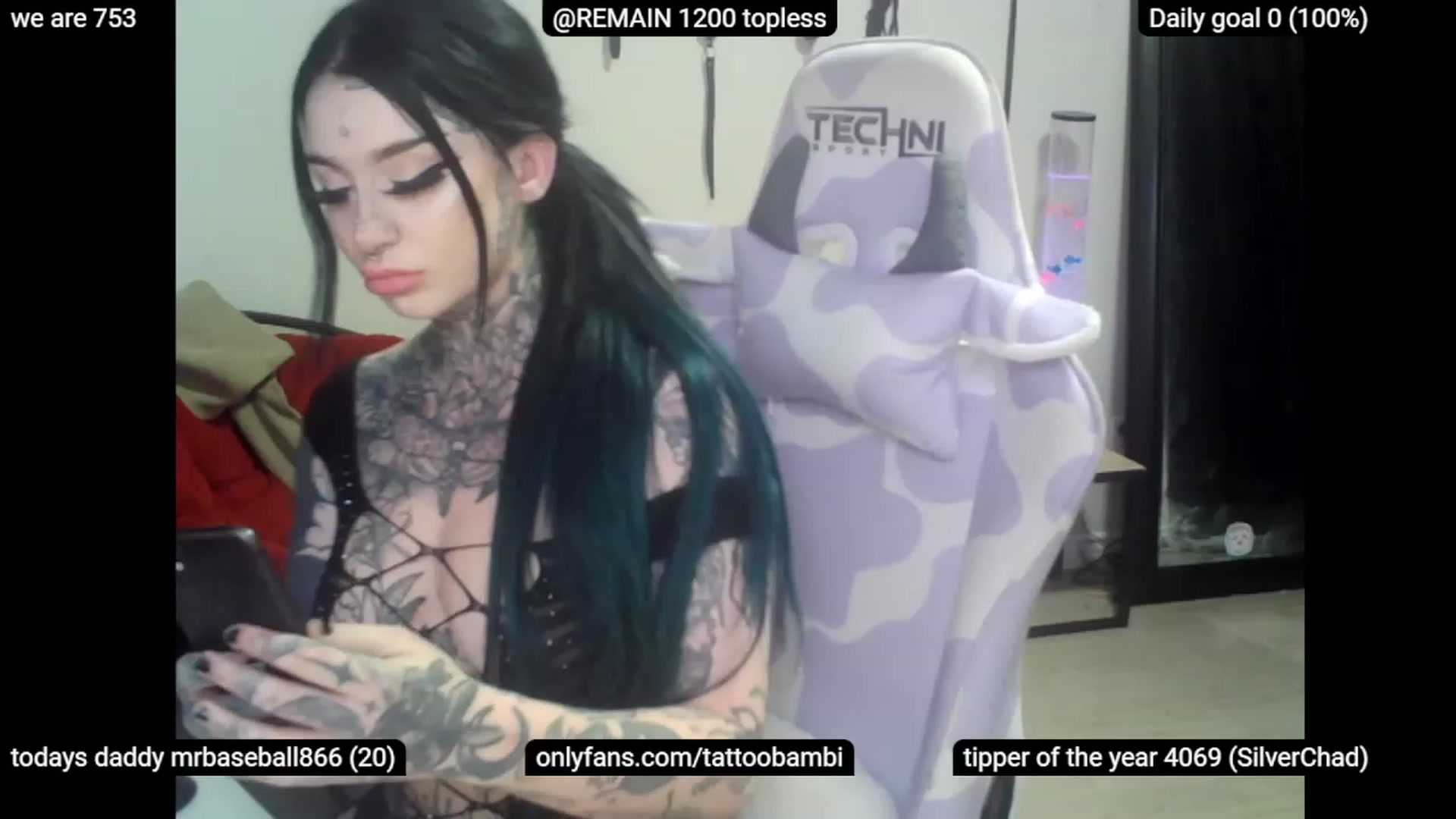Gallery image thumbnail from Tattoobambi's myfreecams stream on, 05/09/2023, 03:18 image 2 of 20