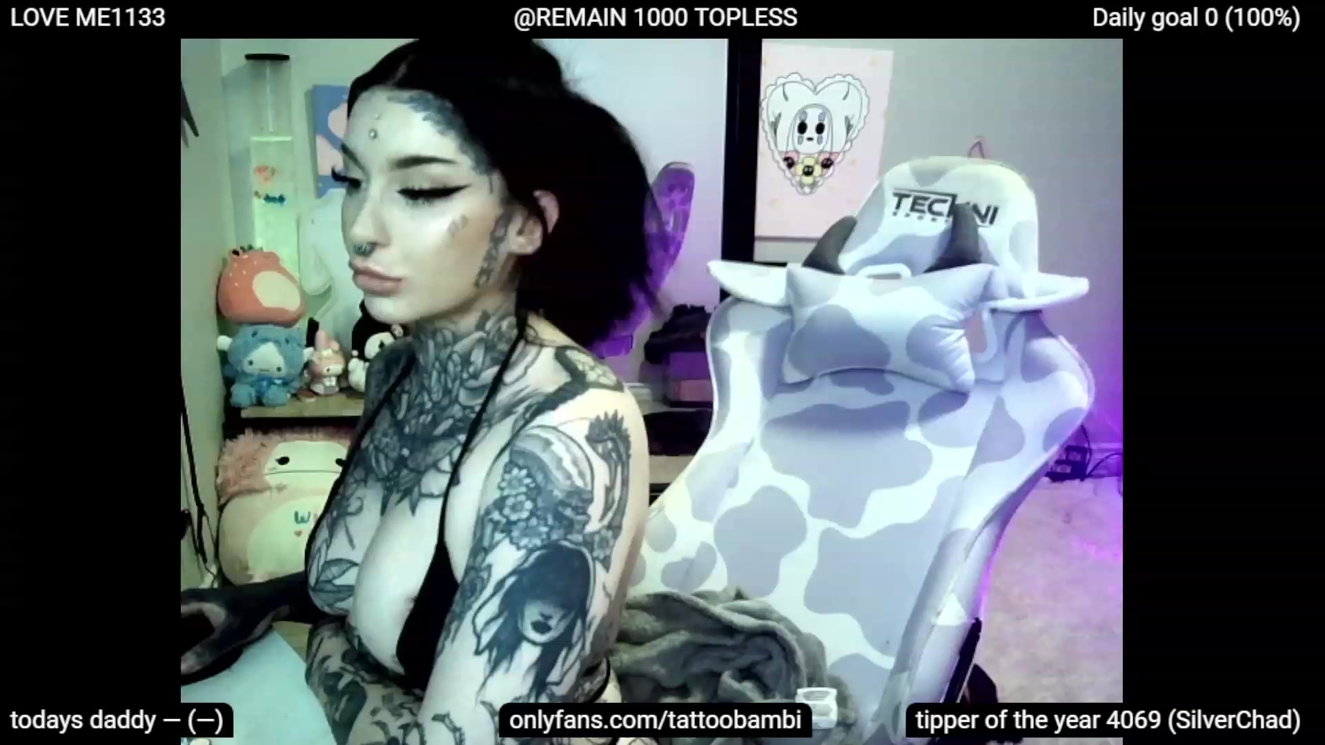 Gallery image thumbnail from Tattoobambi's myfreecams stream on, 07/04/2023, 01:34 image 1 of 20