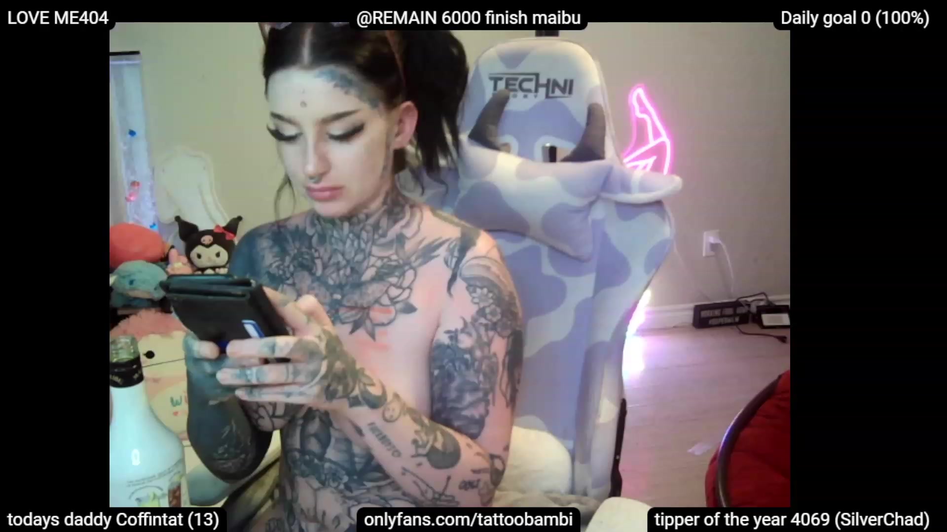 Gallery image thumbnail from Tattoobambi's myfreecams stream on, 07/08/2023, 08:17 image 6 of 20