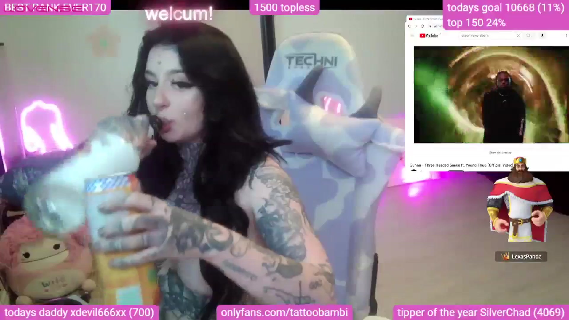 Gallery image thumbnail from Tattoobambi's myfreecams stream on, 08/01/2023, 24:55 image 3 of 20