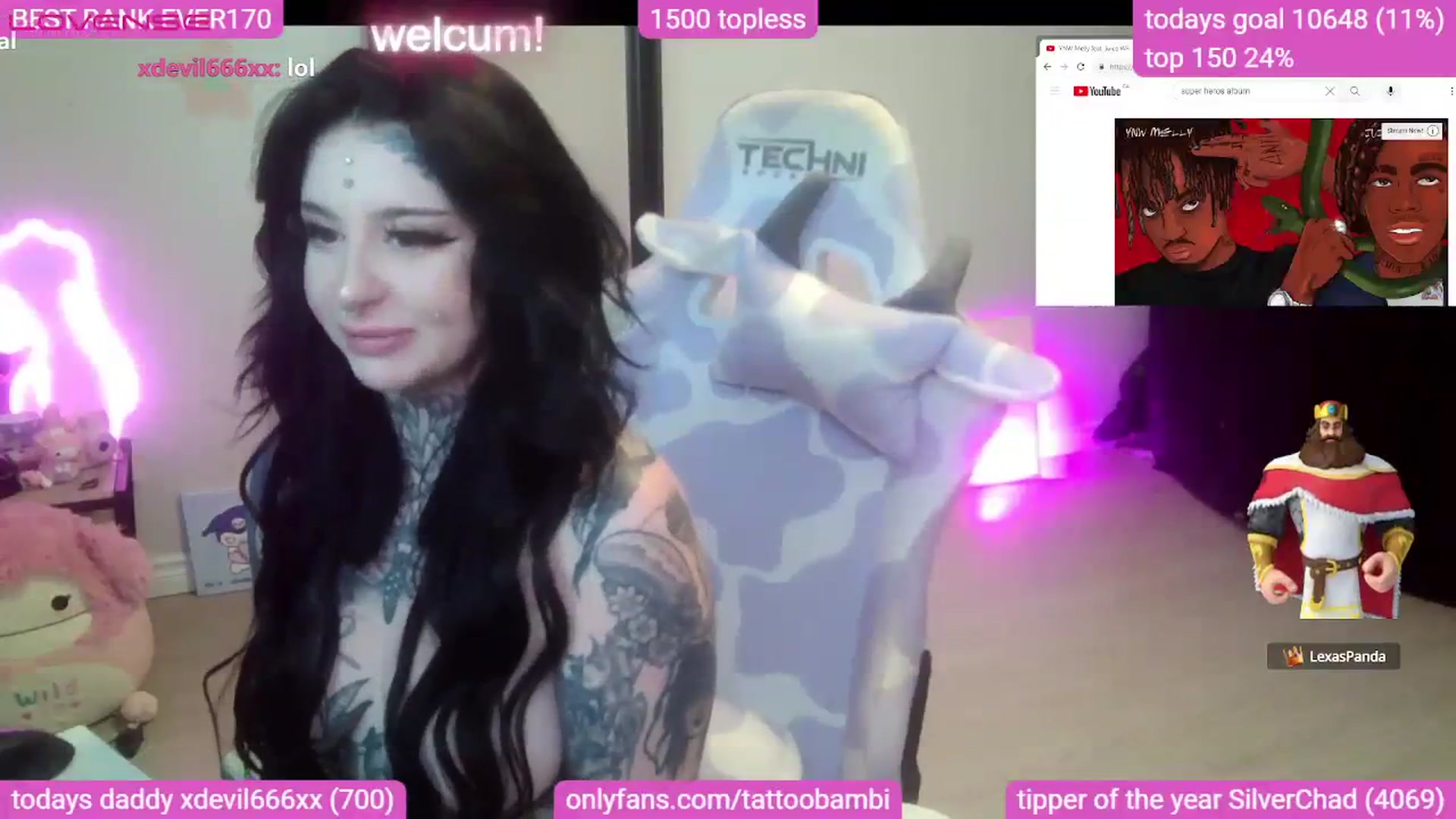 Gallery image thumbnail from Tattoobambi's myfreecams stream on, 08/01/2023, 24:55 image 9 of 20