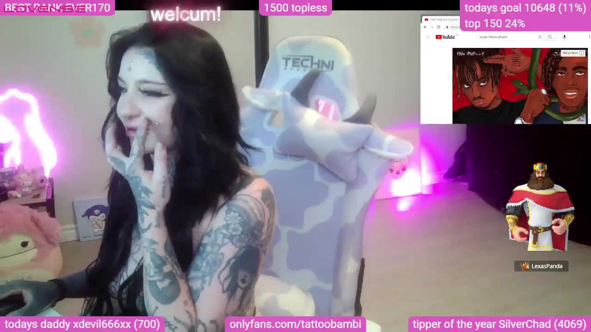 Gallery image thumbnail from Tattoobambi's myfreecams stream on, 08/01/2023, 24:55 image 10 of 20