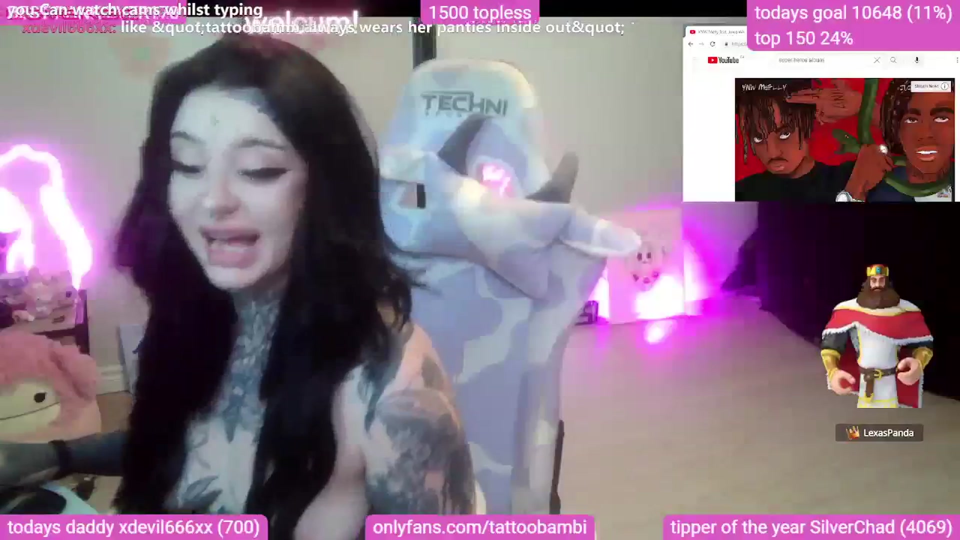 Gallery image thumbnail from Tattoobambi's myfreecams stream on, 08/01/2023, 24:55 image 8 of 20