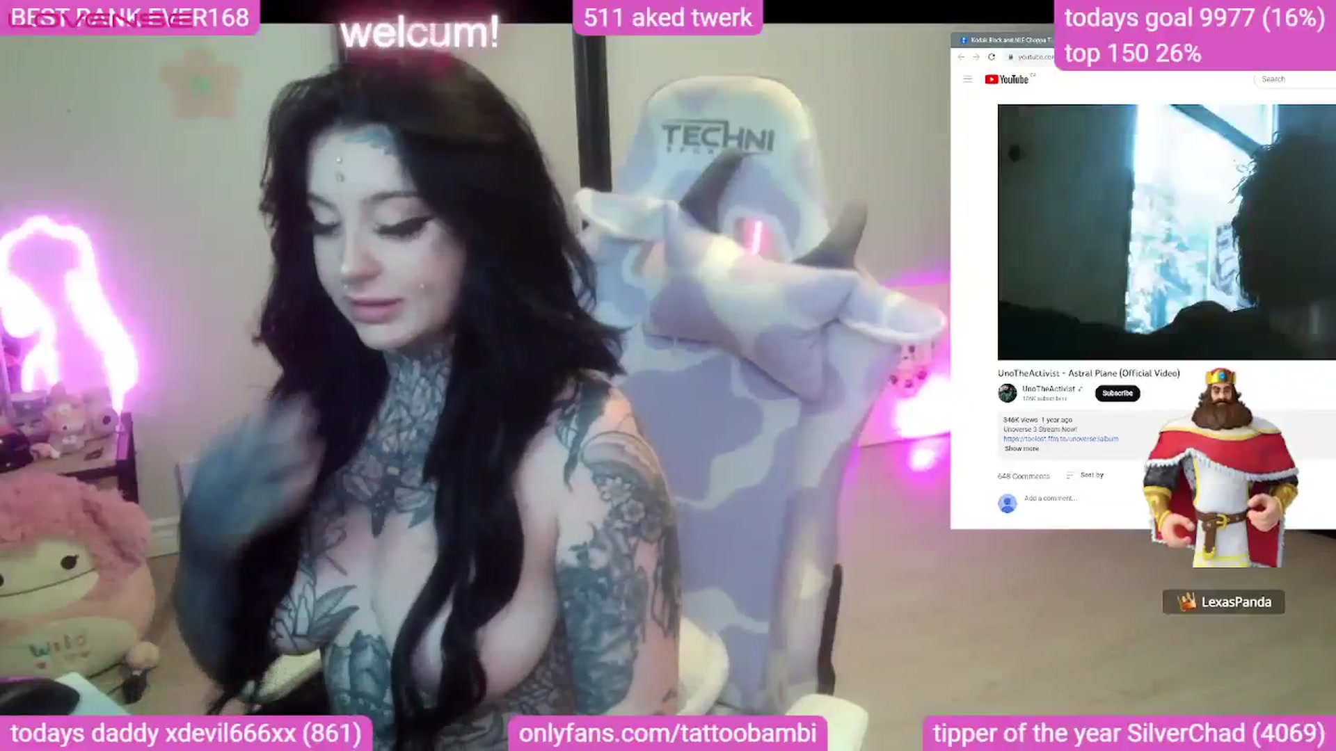 Gallery image thumbnail from Tattoobambi's myfreecams stream on, 08/01/2023, 24:55 image 14 of 20
