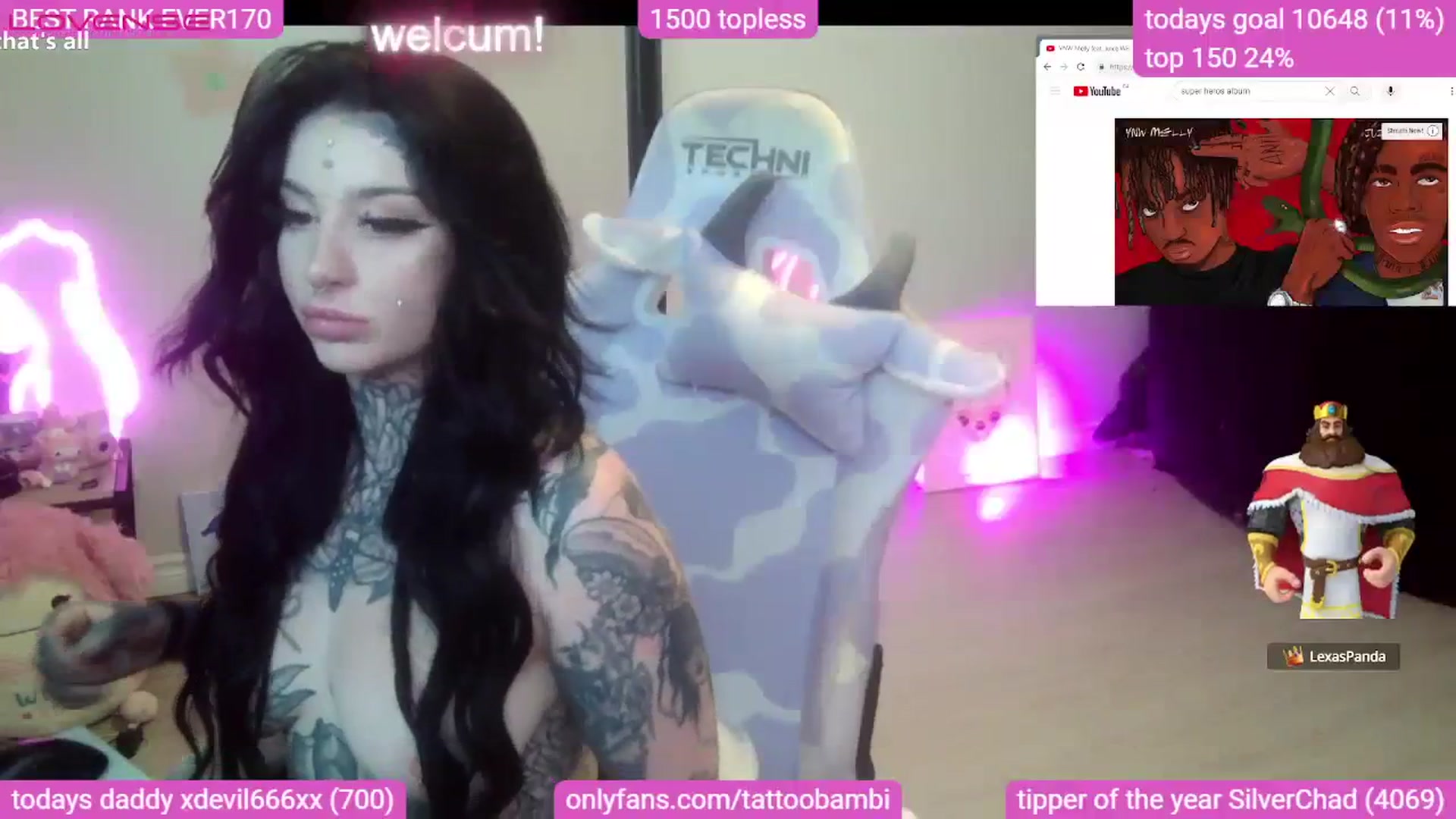 Gallery image thumbnail from Tattoobambi's myfreecams stream on, 08/01/2023, 24:55 image 7 of 20