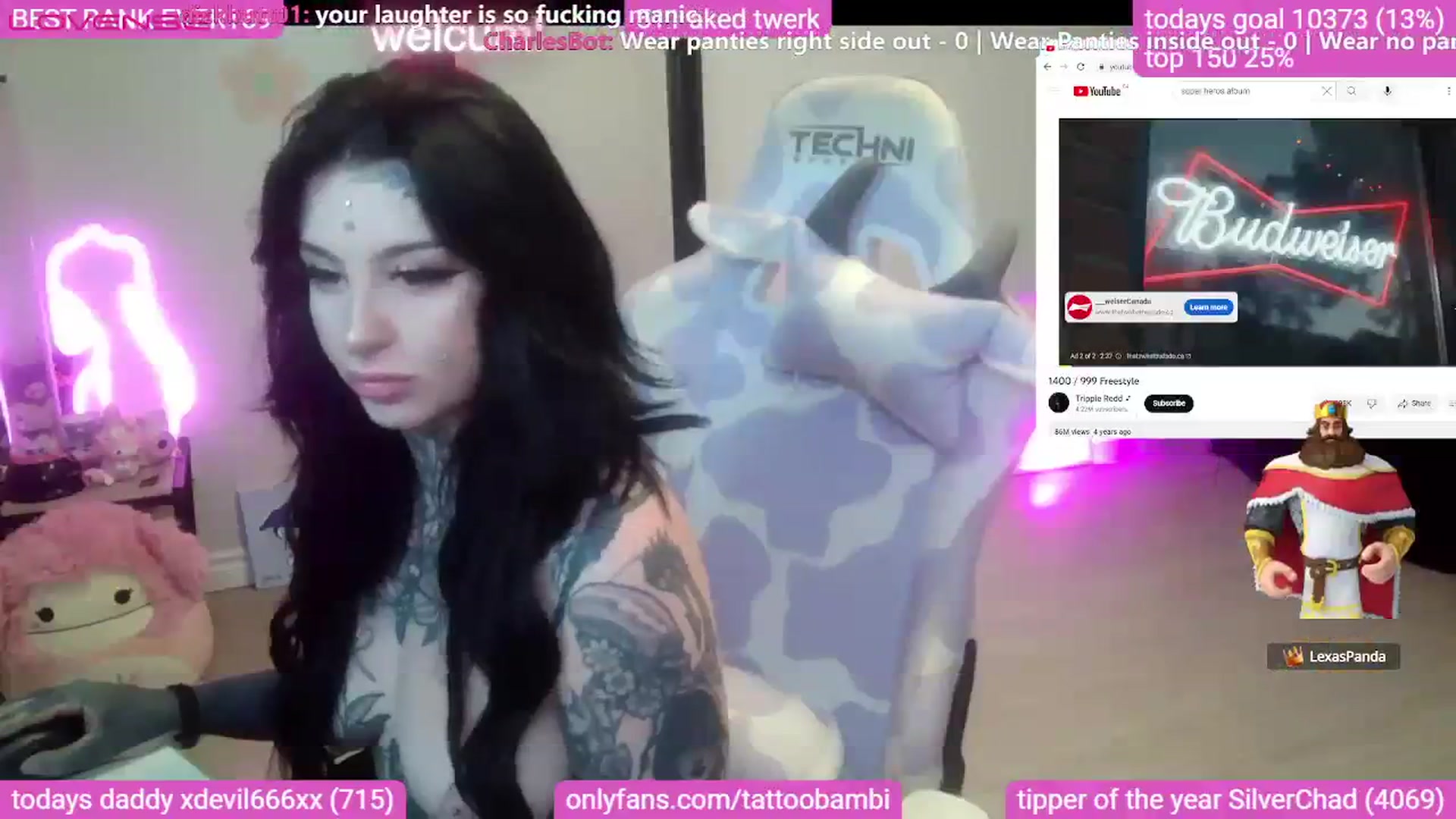 Gallery image thumbnail from Tattoobambi's myfreecams stream on, 08/01/2023, 24:55 image 12 of 20