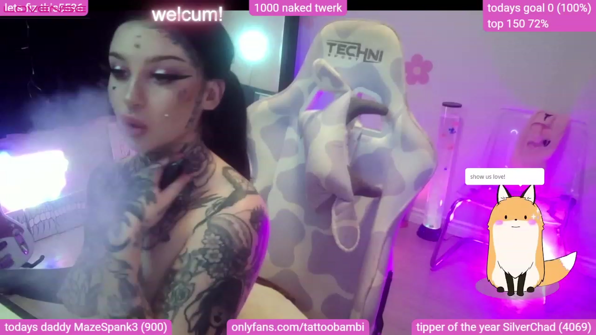 Gallery image thumbnail from Tattoobambi's myfreecams stream on, 08/08/2023, 04:58 image 1 of 20