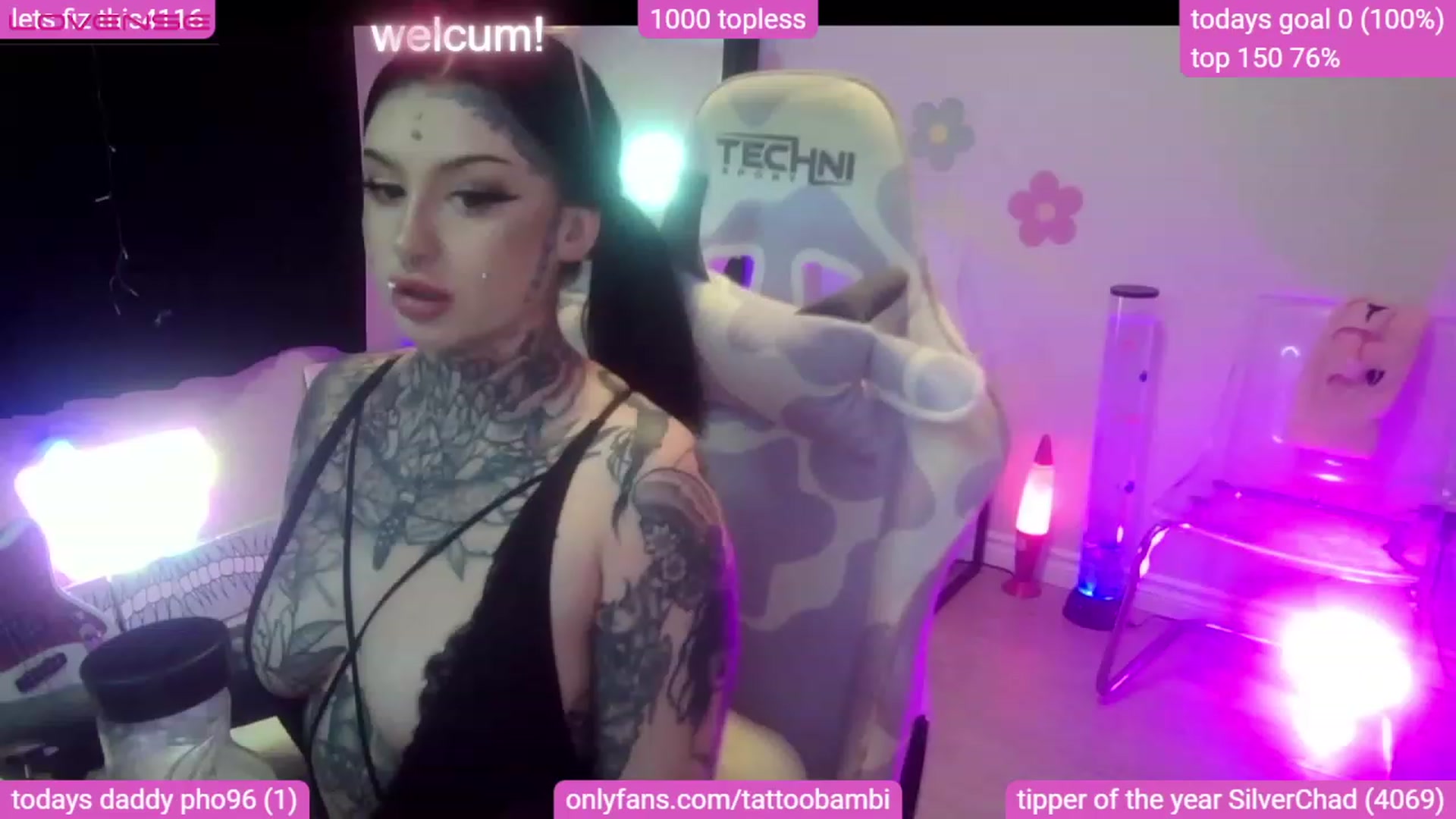 Gallery image thumbnail from Tattoobambi's myfreecams stream on, 08/09/2023, 24:46 image 1 of 20