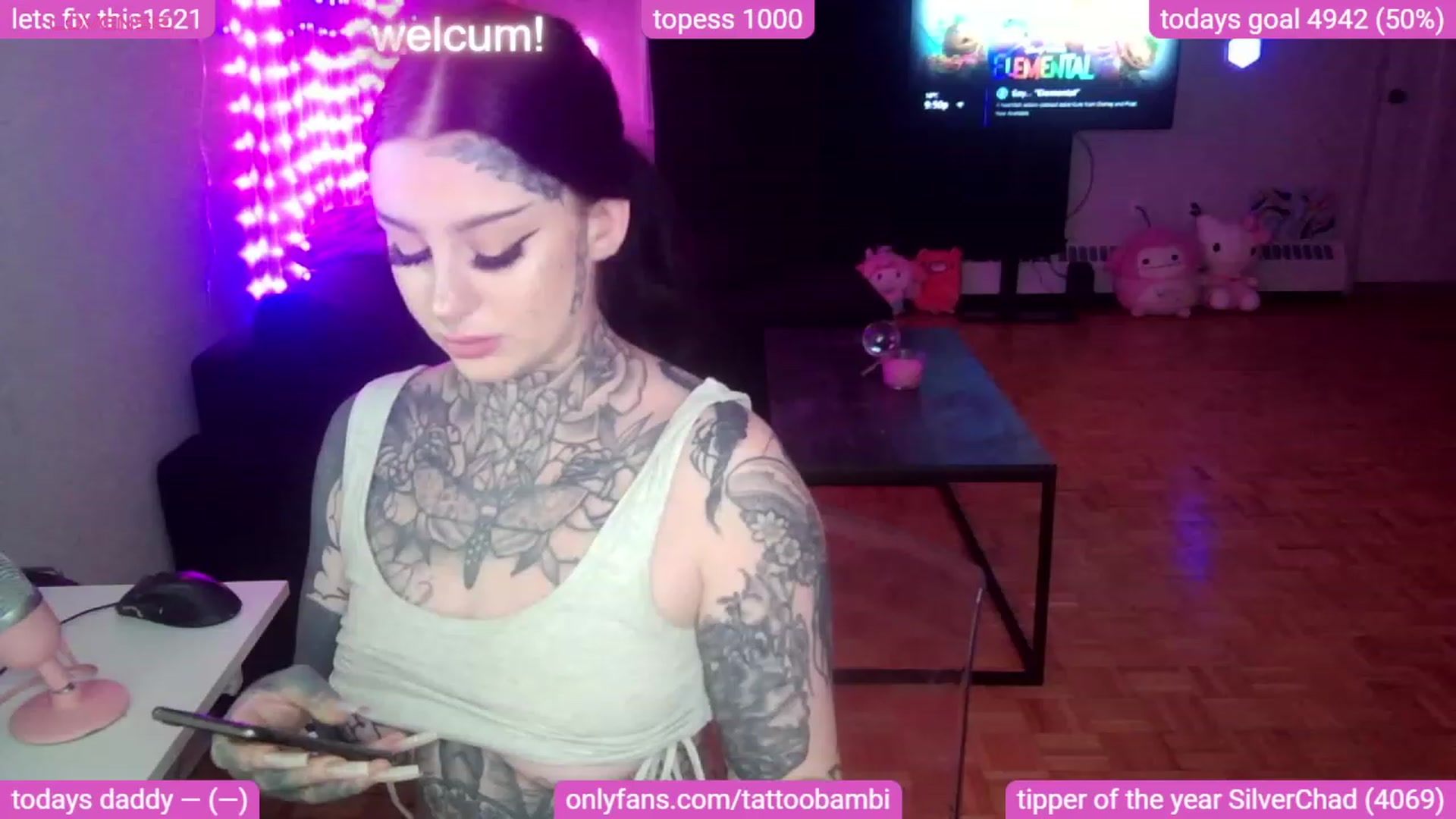 Gallery image thumbnail from Tattoobambi's myfreecams stream on, 08/29/2023, 04:44 image 1 of 20