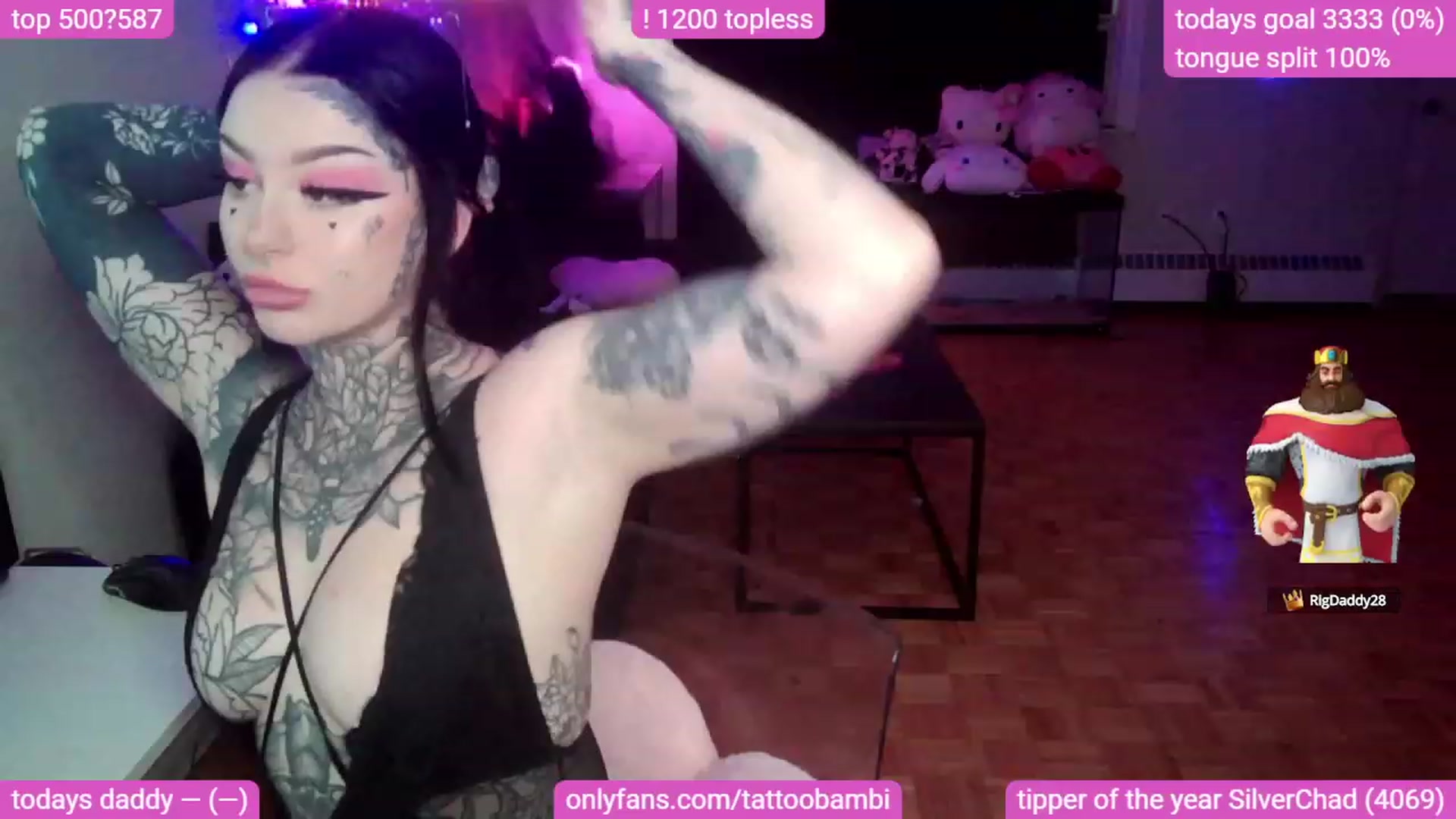 Gallery image thumbnail from Tattoobambi's myfreecams stream on, 09/18/2023, 03:47 image 6 of 20