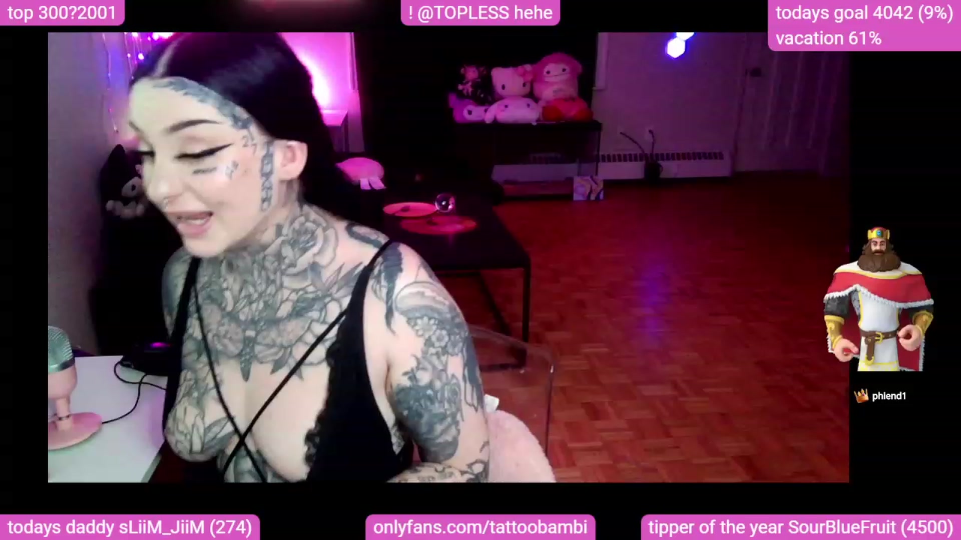 Gallery image thumbnail from Tattoobambi's myfreecams stream on, 10/02/2023, 04:18 image 1 of 20