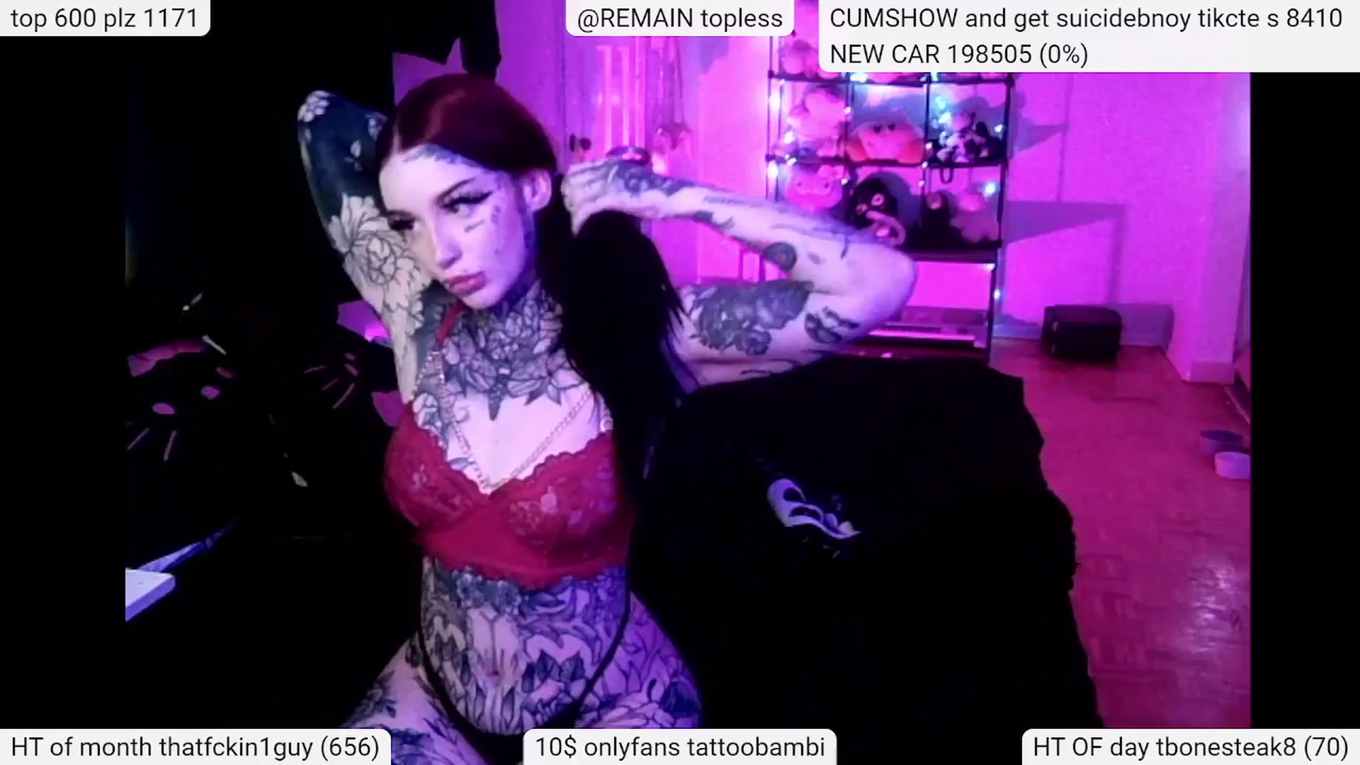 Gallery image thumbnail from Tattoobambi's myfreecams stream on, 04/10/2024, 03:03 image 10 of 20