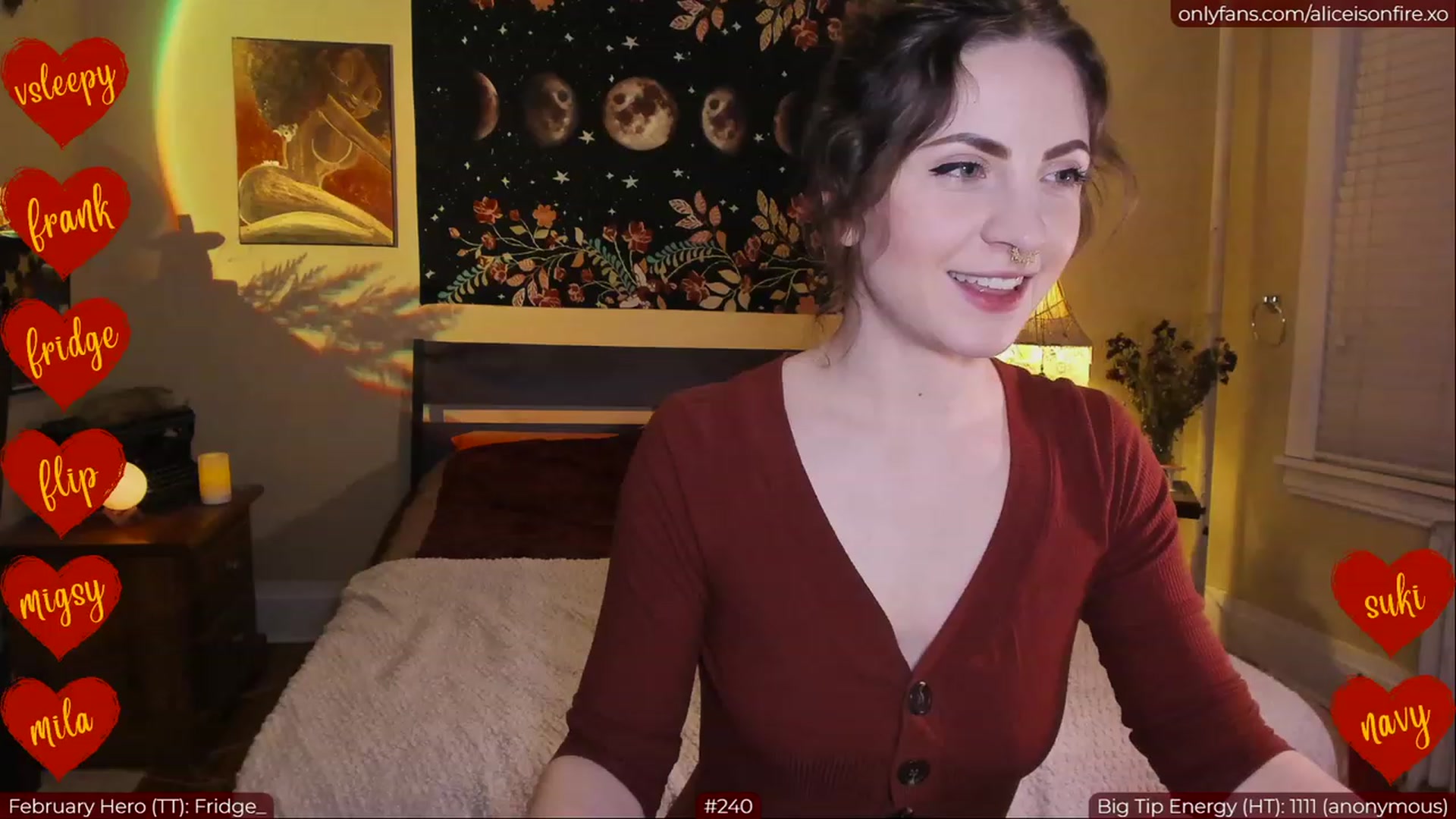 Gallery image thumbnail from aliceisonfire's myfreecams stream on, 02/10/2023, 05:59 image 4 of 20