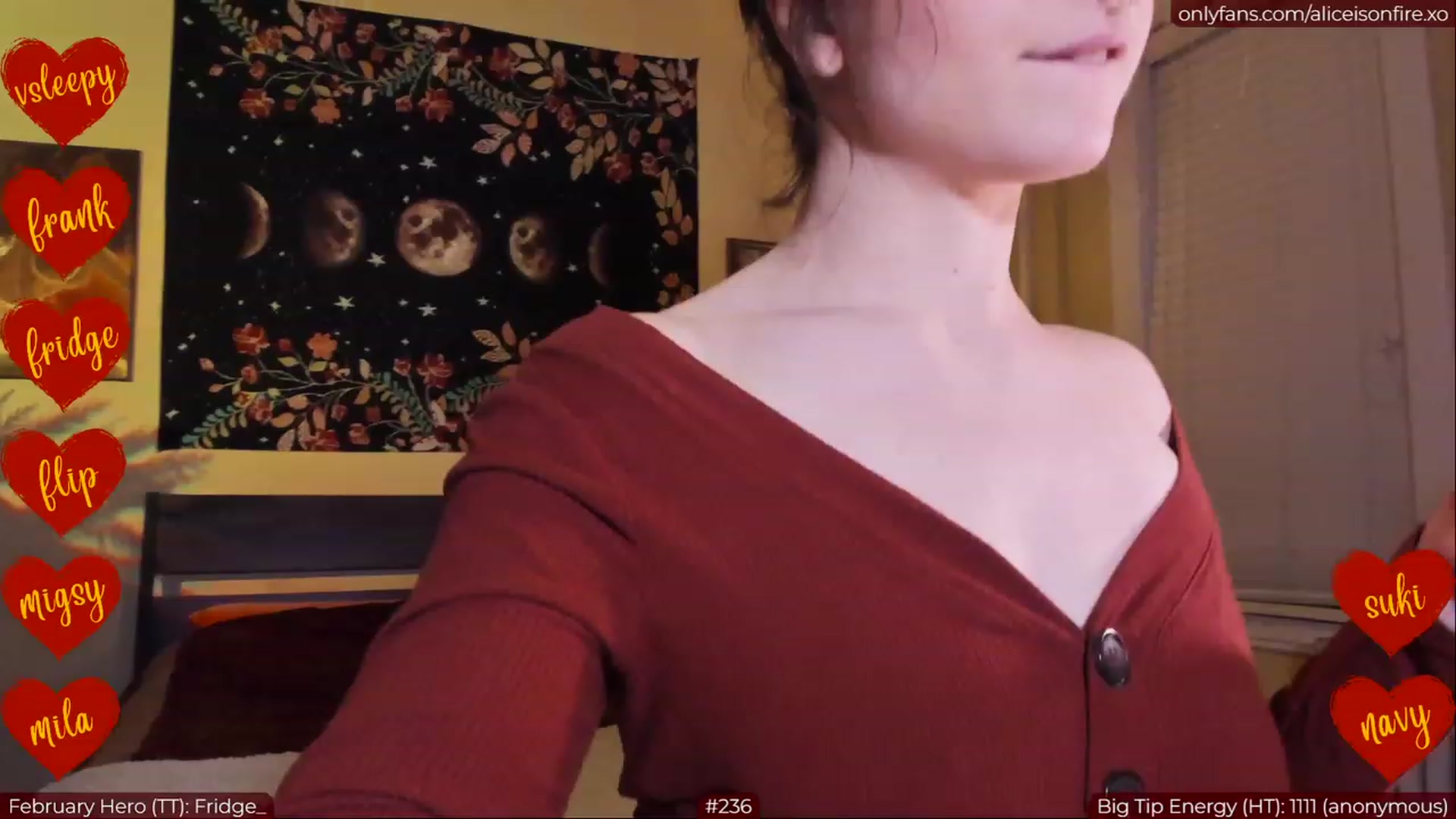 Gallery image thumbnail from aliceisonfire's myfreecams stream on, 02/10/2023, 05:59 image 14 of 20