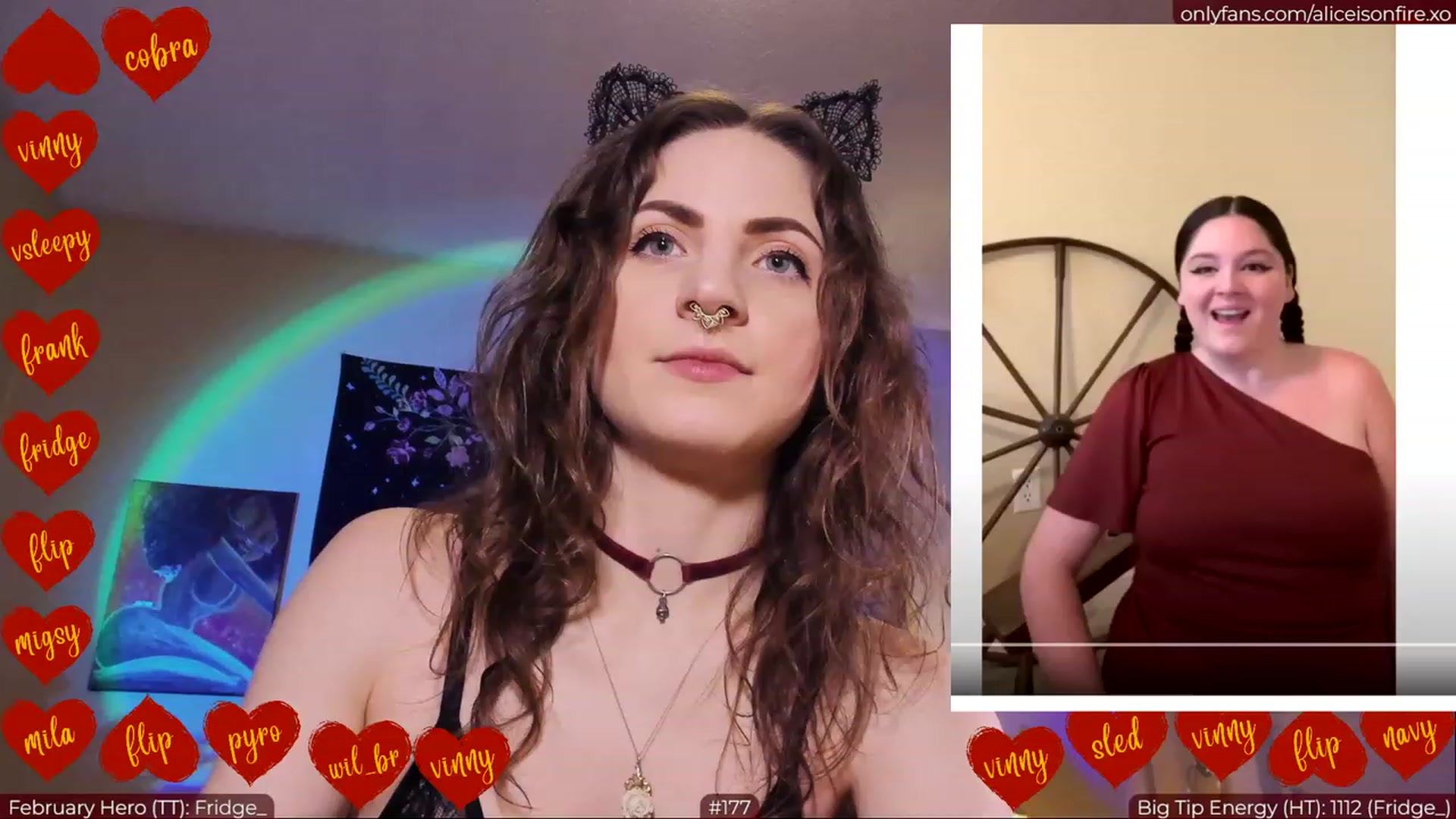 Gallery image thumbnail from aliceisonfire's myfreecams stream on, 02/27/2023, 05:56 image 3 of 20