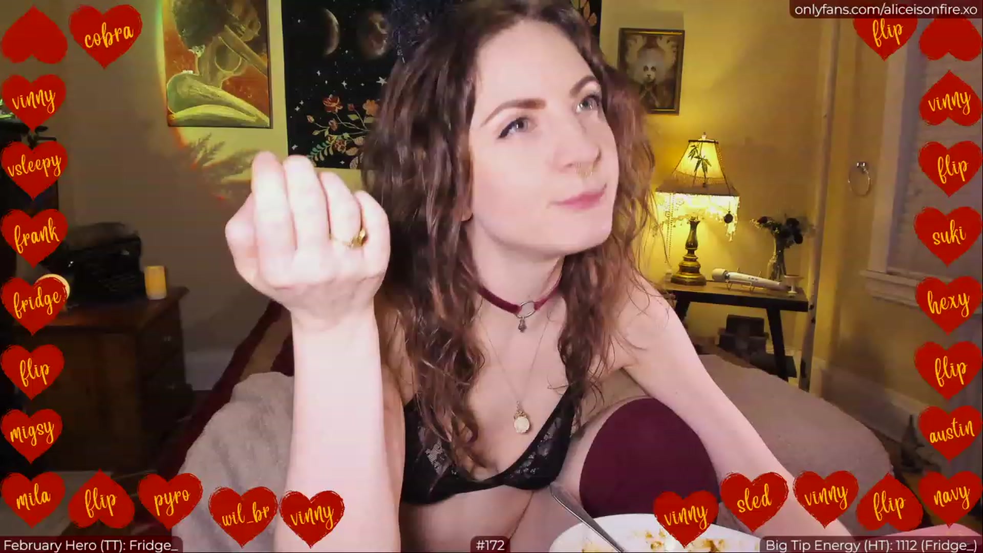 Gallery image thumbnail from aliceisonfire's myfreecams stream on, 02/27/2023, 05:56 image 17 of 20