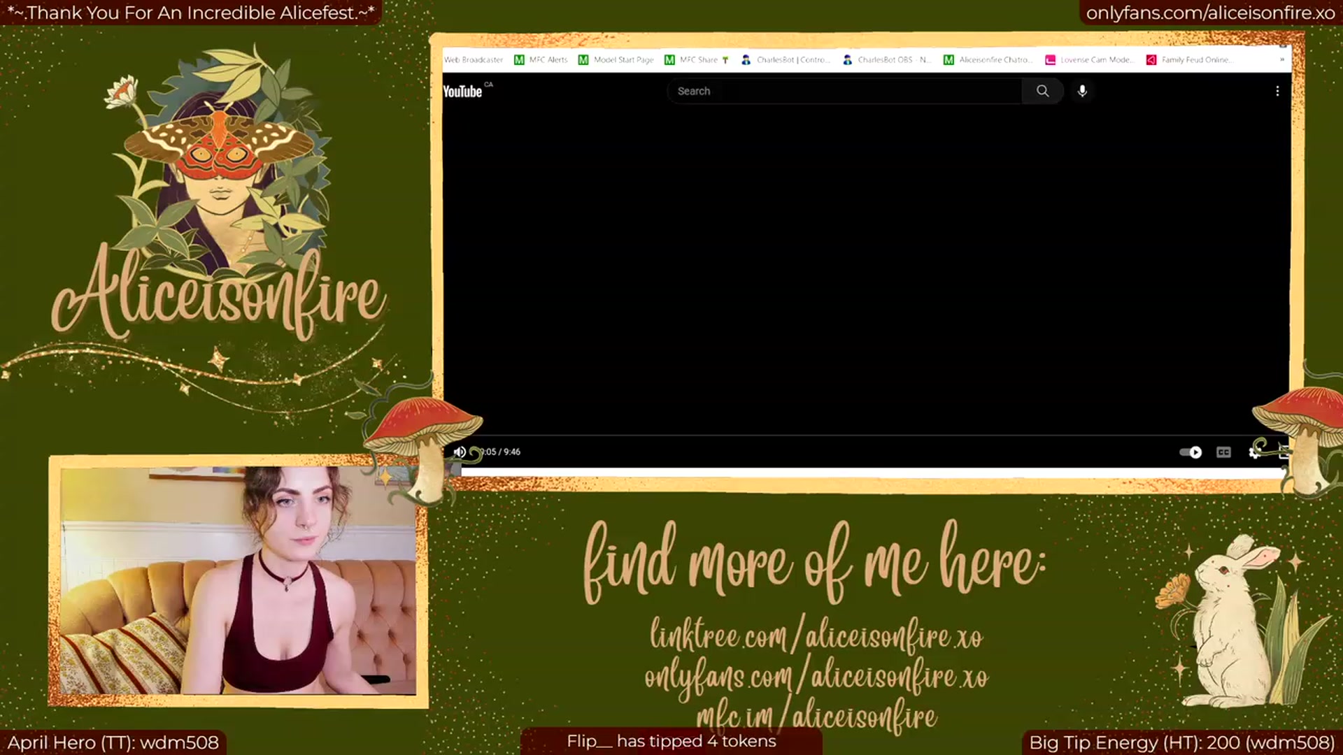 Gallery image thumbnail from aliceisonfire's myfreecams stream on, 04/03/2023, 08:18 image 1 of 20