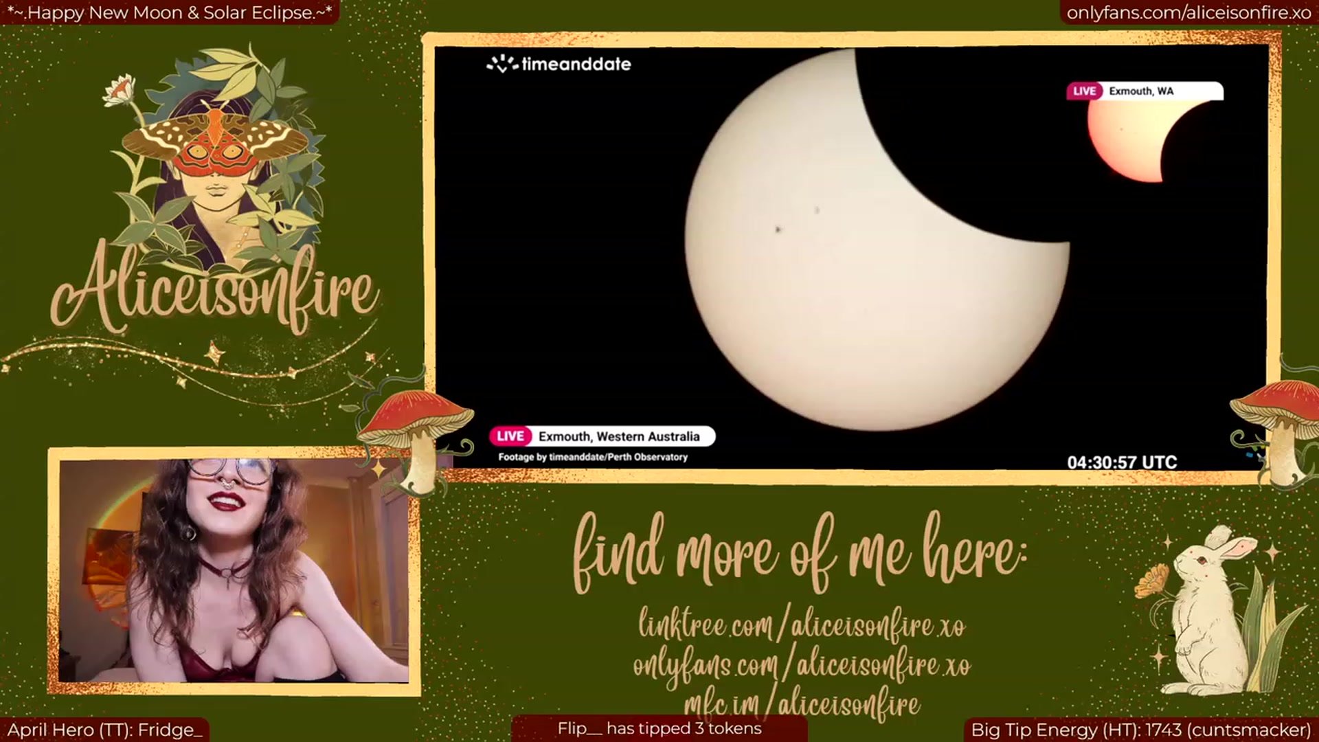 Gallery image thumbnail from aliceisonfire's myfreecams stream on, 04/20/2023, 05:25 image 14 of 20
