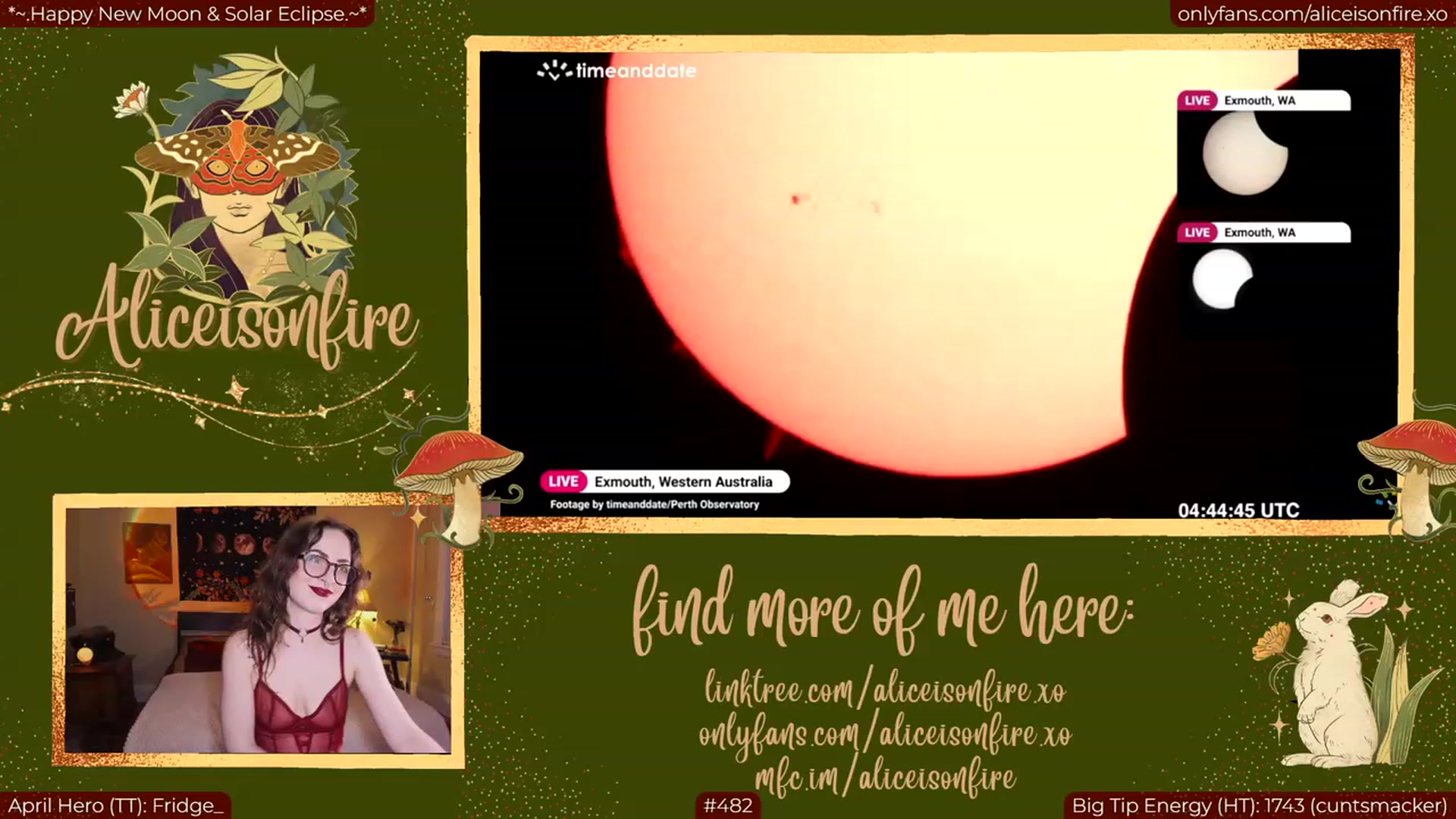 Gallery image thumbnail from aliceisonfire's myfreecams stream on, 04/20/2023, 05:25 image 16 of 20