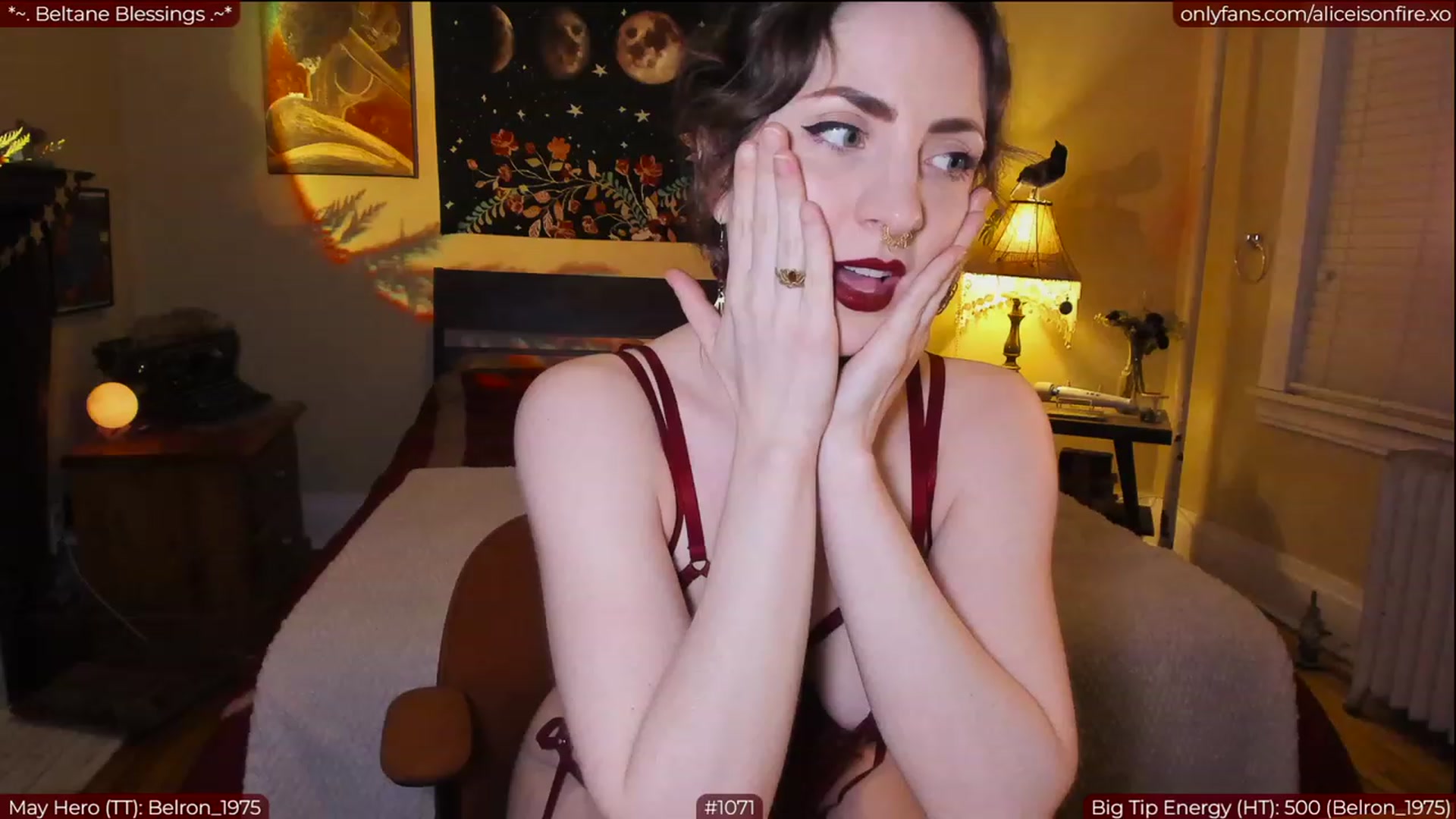 Gallery image thumbnail from aliceisonfire's myfreecams stream on, 05/02/2023, 07:21 image 9 of 20