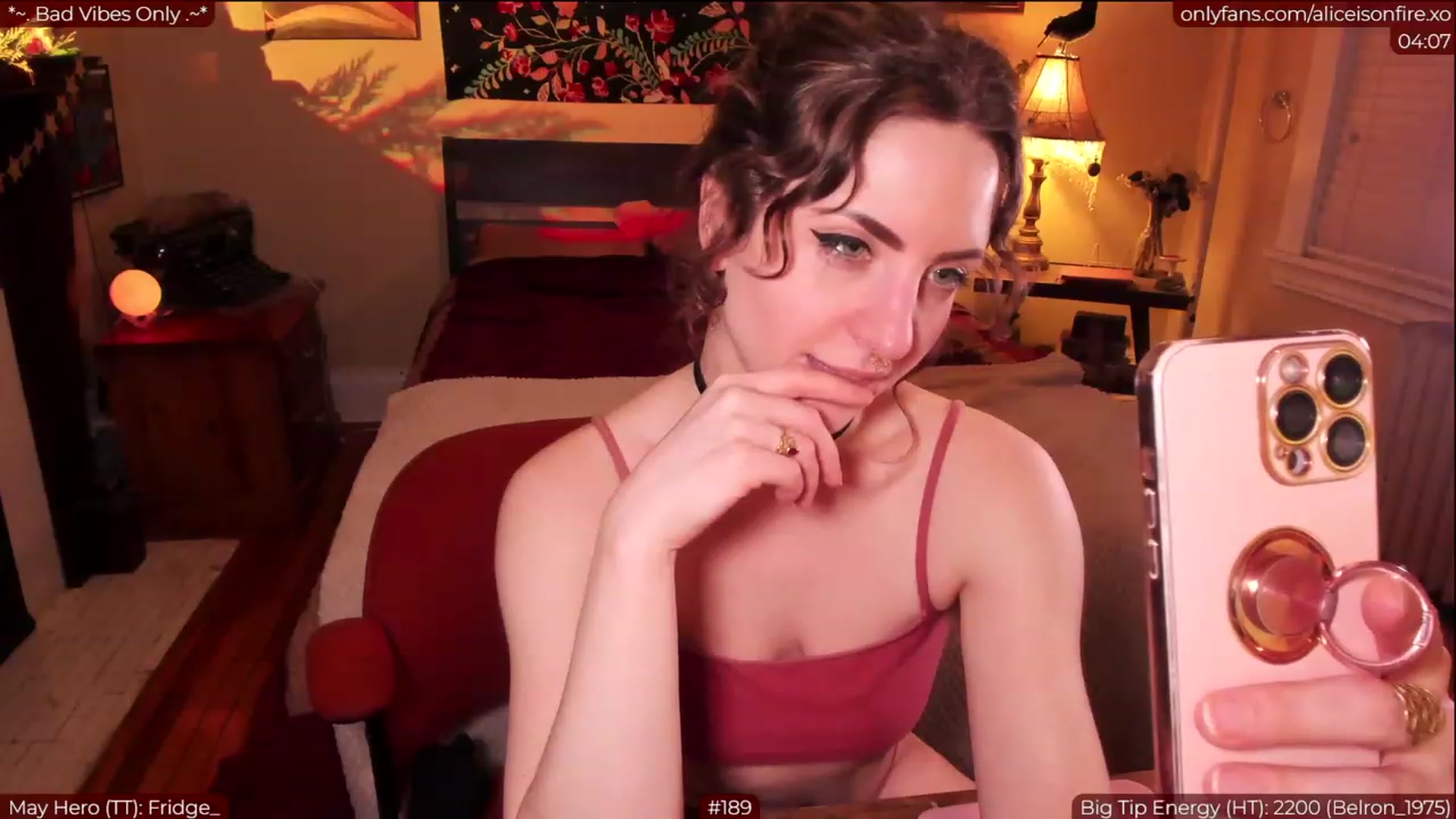 Gallery image thumbnail from aliceisonfire's myfreecams stream on, 05/12/2023, 04:55 image 13 of 20