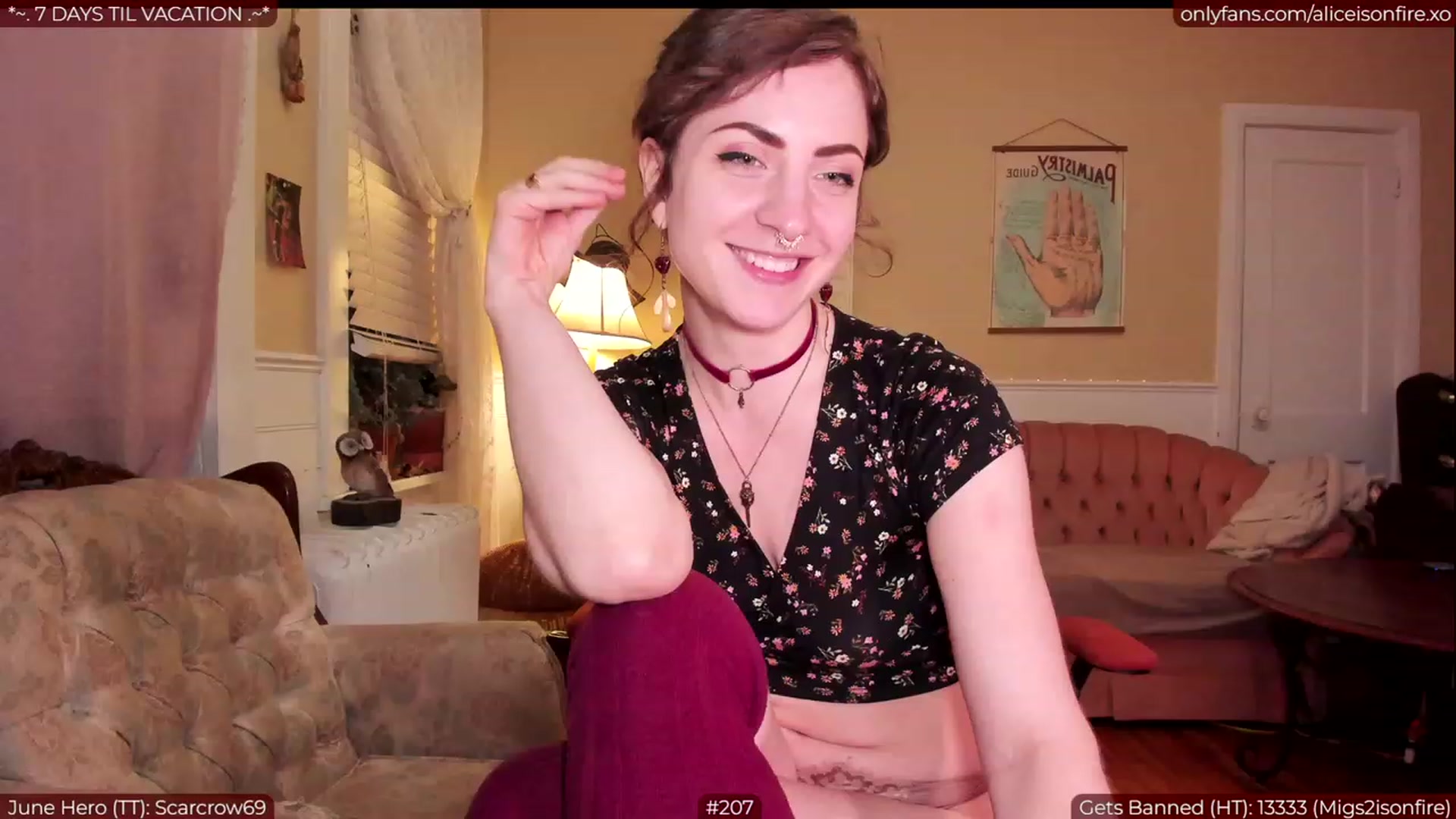 Gallery image thumbnail from aliceisonfire's myfreecams stream on, 06/27/2023, 07:29 image 6 of 20