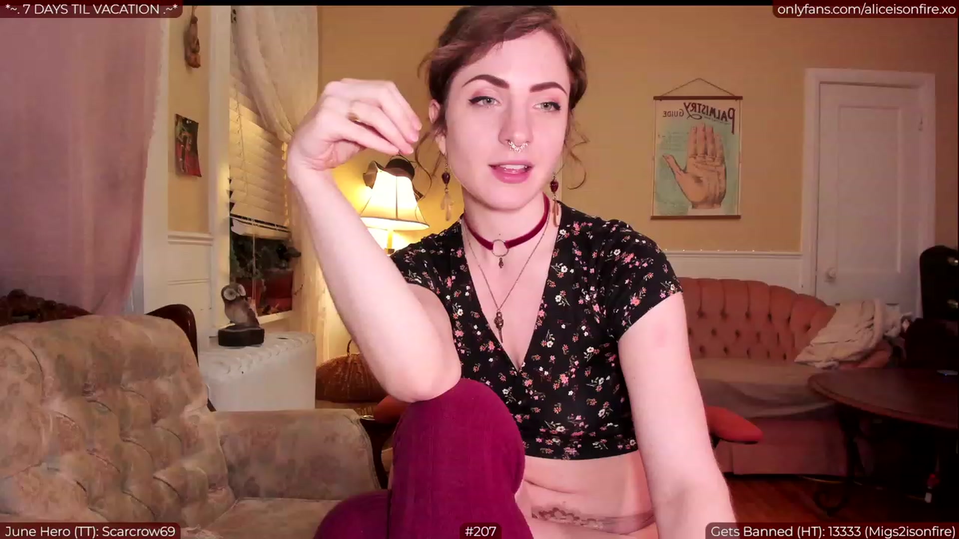 Gallery image thumbnail from aliceisonfire's myfreecams stream on, 06/27/2023, 07:29 image 7 of 20