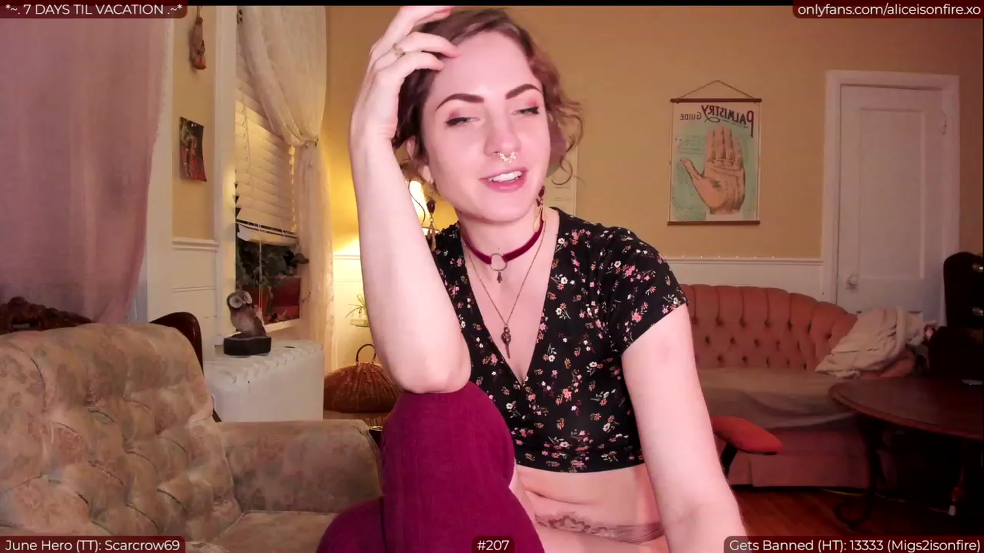 Gallery image thumbnail from aliceisonfire's myfreecams stream on, 06/27/2023, 07:29 image 5 of 20