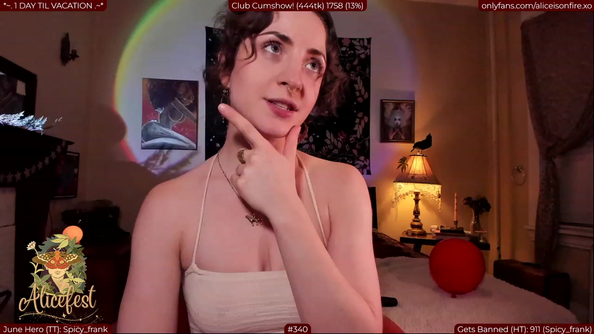 Gallery image thumbnail from aliceisonfire's myfreecams stream on, 07/03/2023, 05:50 image 3 of 20