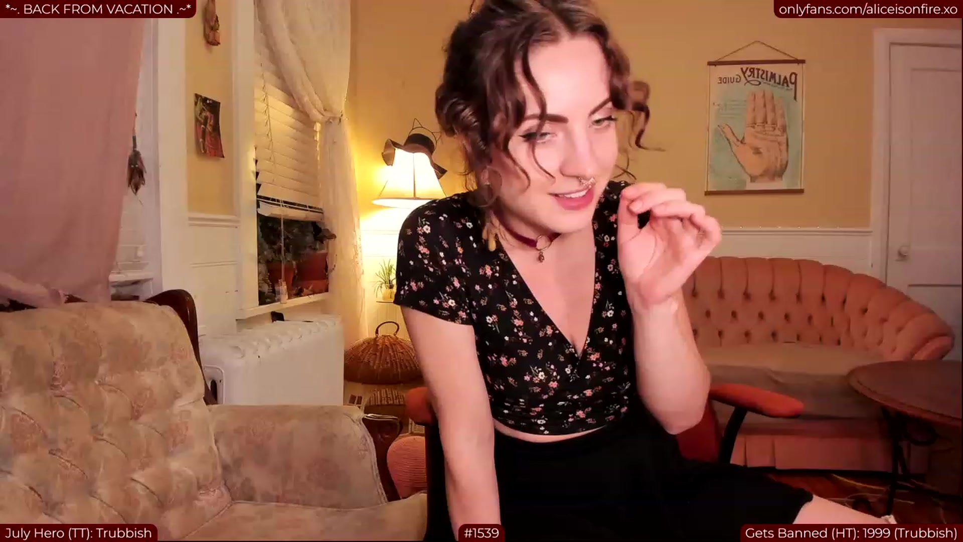 Gallery image thumbnail from aliceisonfire's myfreecams stream on, 08/01/2023, 06:23 image 19 of 20